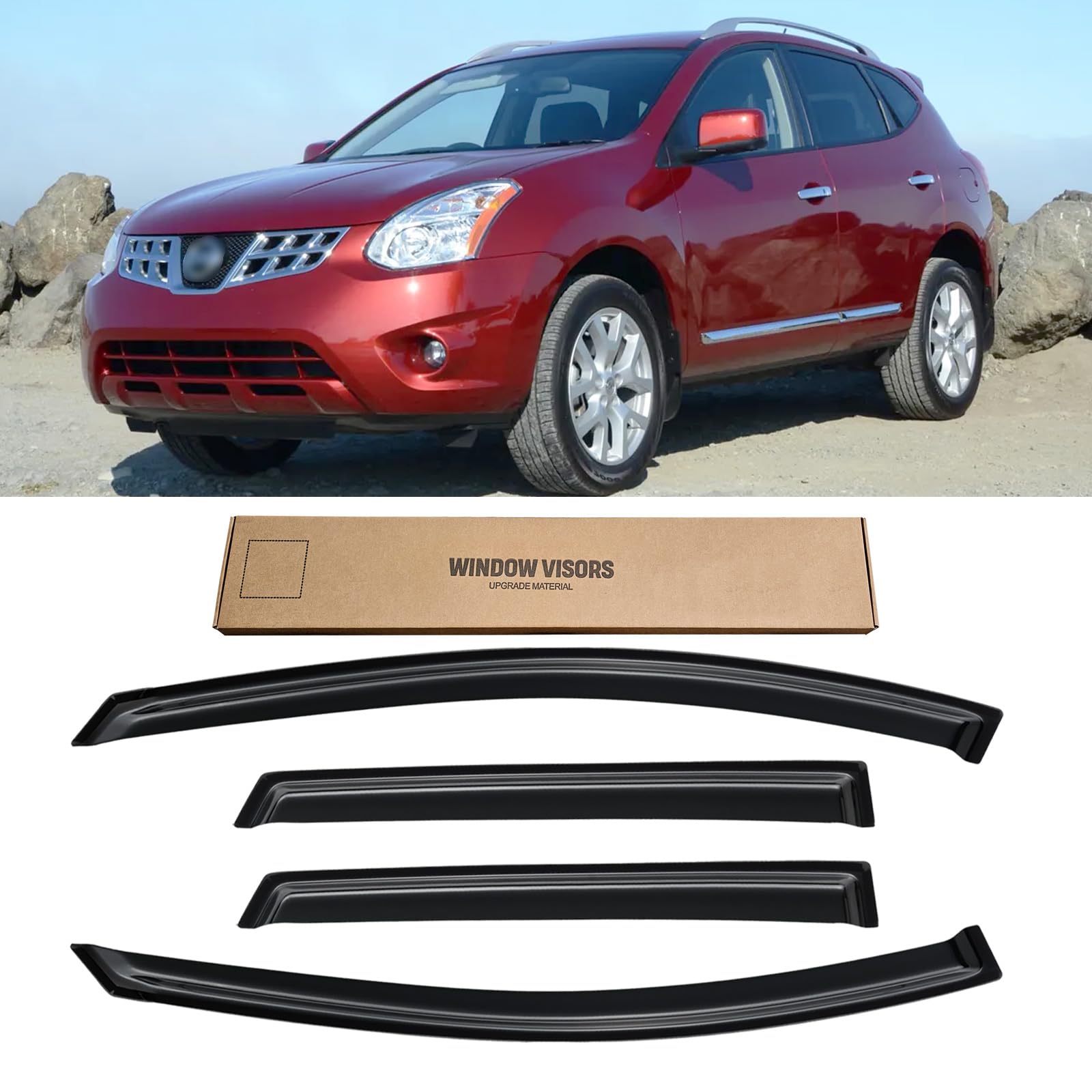 Cmvt Auto Window Visors For 2009-2013 Nissan Rogue & 2014-2015 Rogue Select Sv Sl S Krom, Rain Guards Shields Vent Shade Deflect