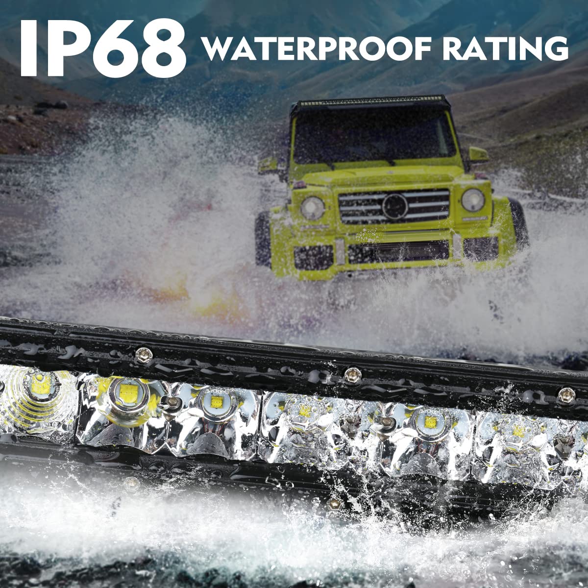 Rigidhorse 52 Inch Led Light Bar Single Row Flood & Spotbeam Combo 50000Lm Off Road Led Light Bar Driving Light For Pickup Suv A