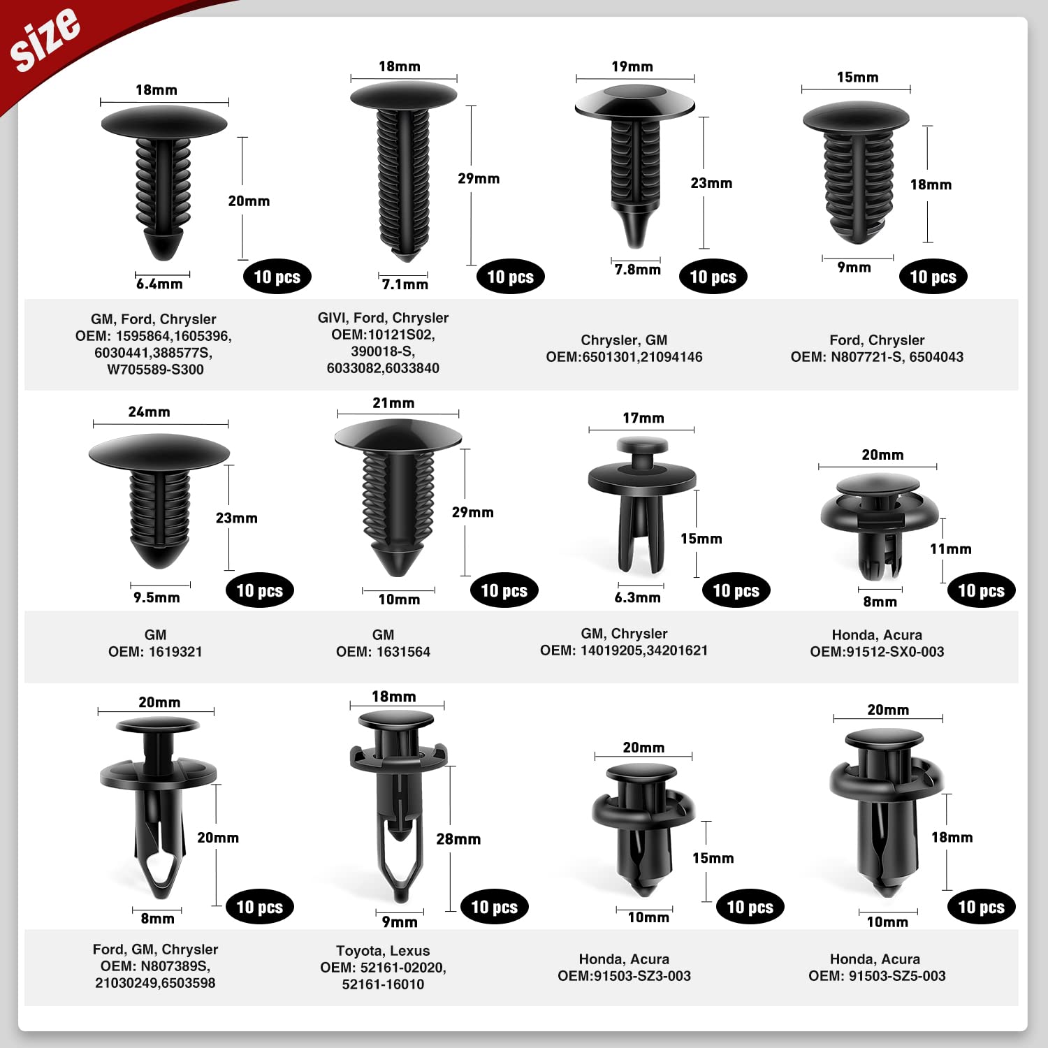 Nilight 238Pcs Trim Removal Tool, Auto Push Pin Bumper Retainer Clip Set Fastener Terminal Remover Tool Adhesive Cable Clips Kit