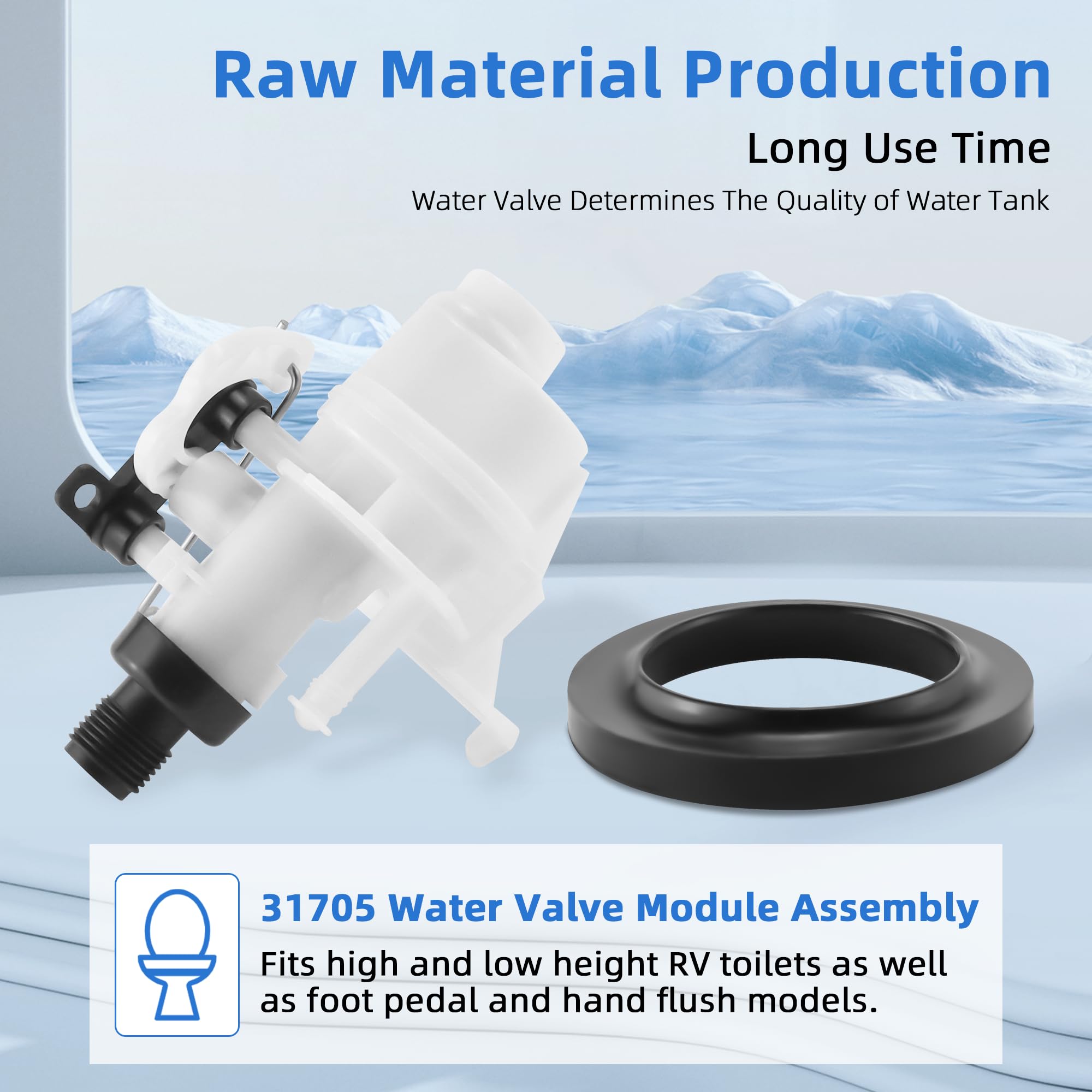 31705 31688 RV Toilet Water Valve Kit Fit for ThetfordAqua MagicV High and Low Models - Replaces 31687, 31648, 31652, 31672, 316