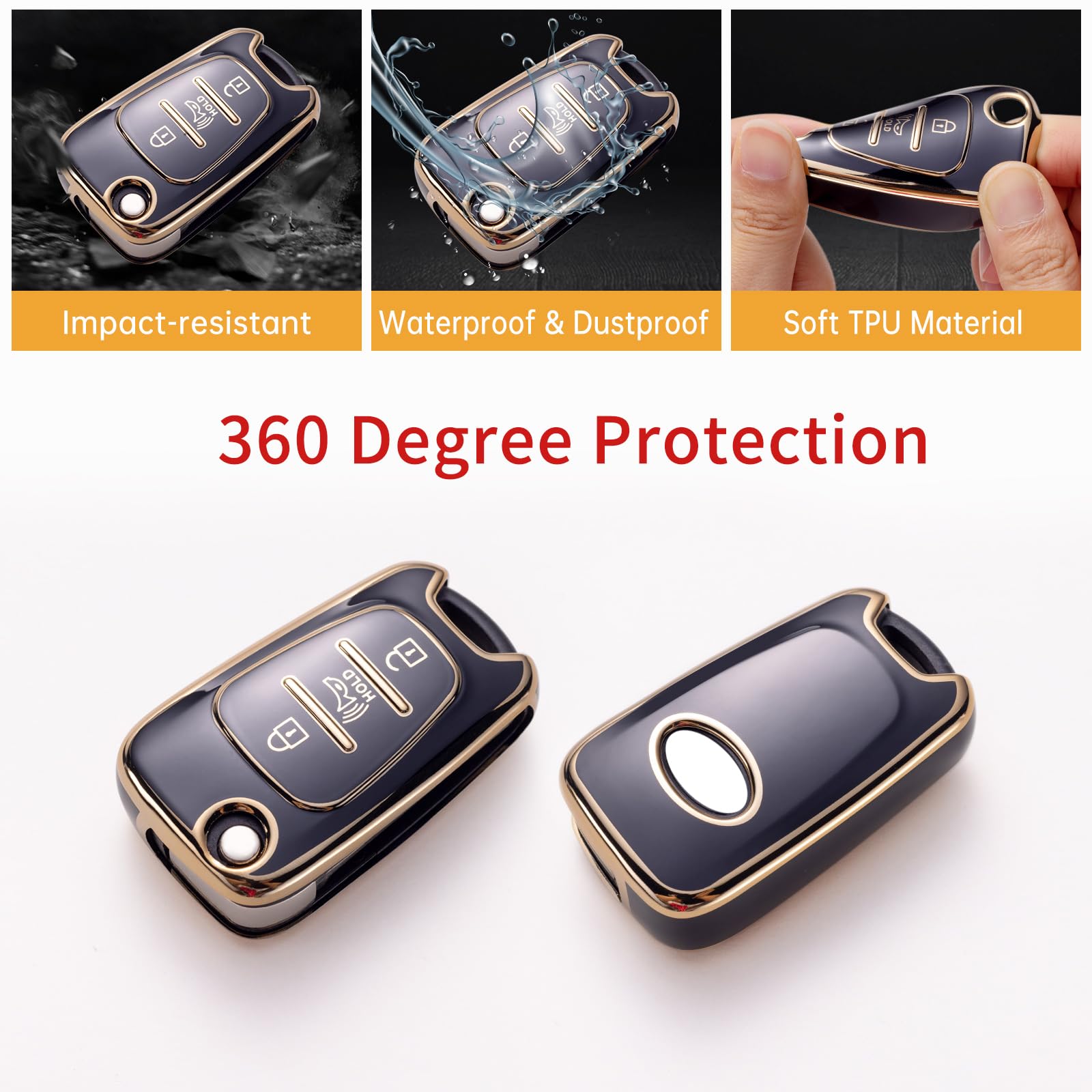 Gematay For Kia Key Fob Cover With Keychain Lanyard, Soft Tpu Key Fob Protector Shell Compatible With 2012-2014 Kia Soul Rio Sma