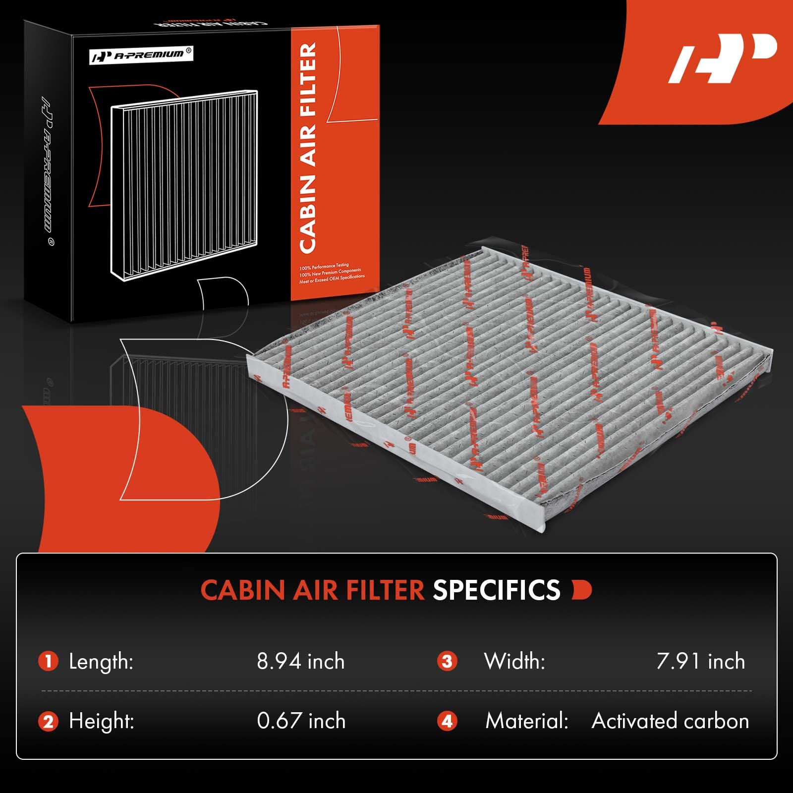 A-Premium Cabin Air Filter with Activated Carbon - Compatible with Hyundai & Kia Vehicles - Accent, Tucson, Veloster, Genesis Co