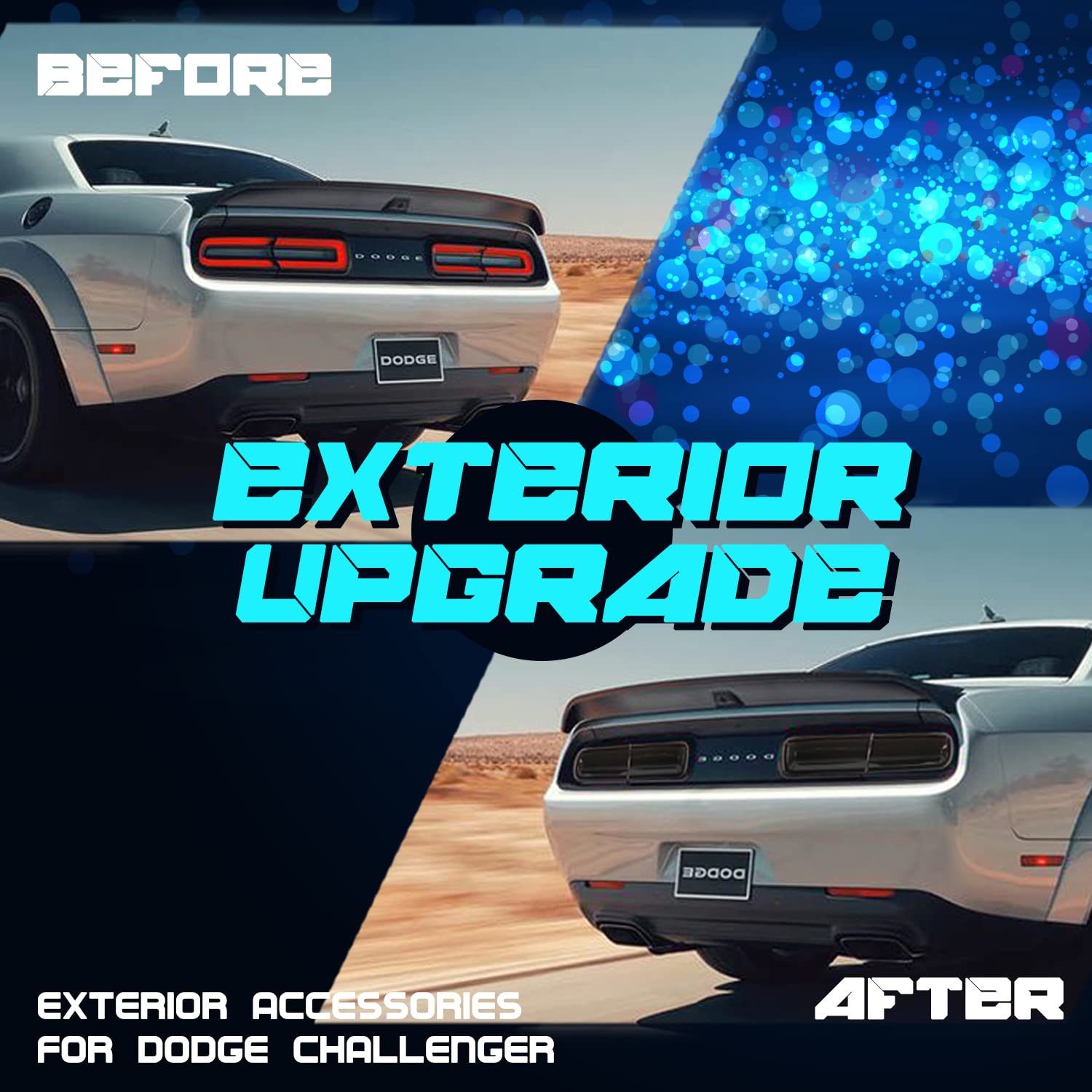 Camoo Smoked Tail Light Covers Rear Light Guards Trim Exterior Accessories For Dodge Challenger 2015-2023 (4Pcs)