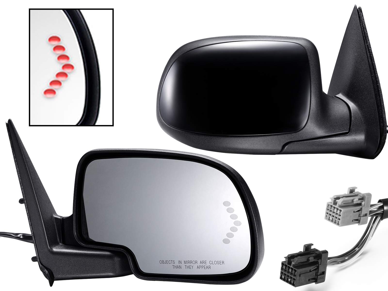 APA Replacement Rear View Mirror Power Folding Heated Signal Memory for 2003-2007 SILVERADO SIERRA TAHOE YUKON ESCALADE Passenge