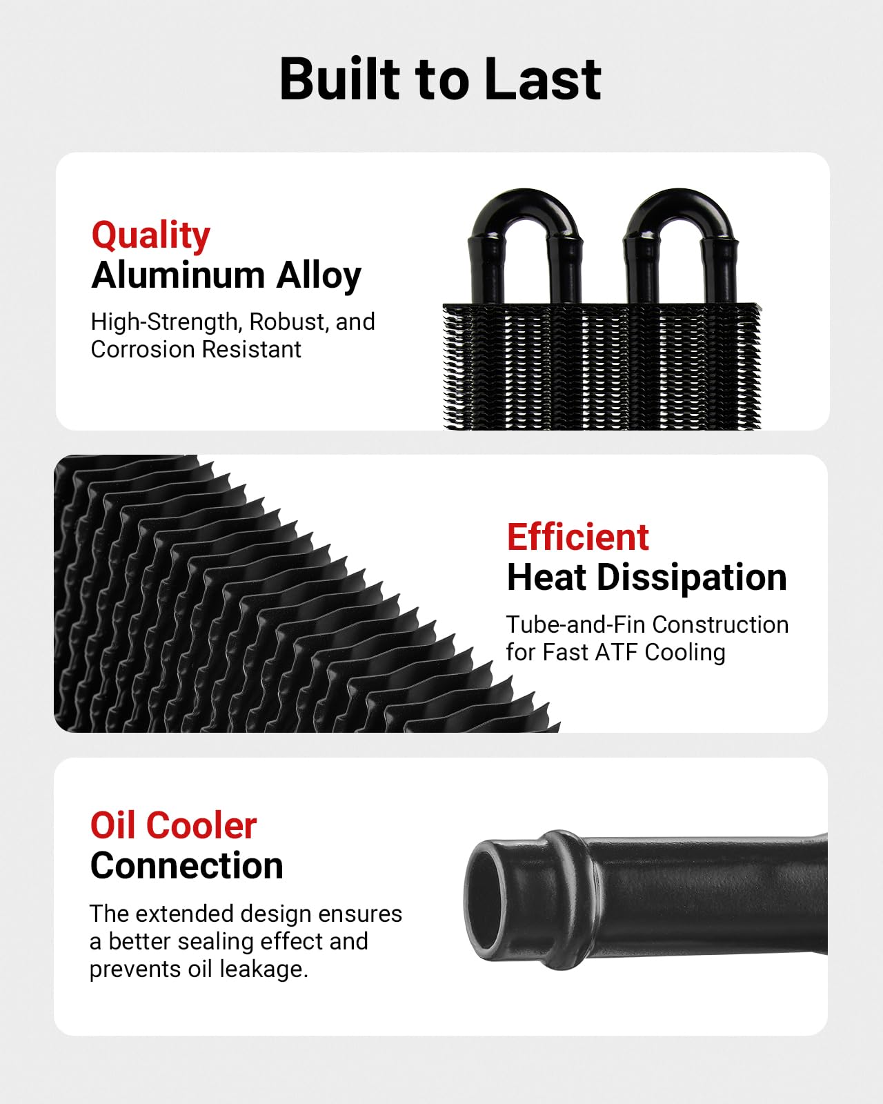 Evil Energy 5/16'' Transmission Oil Cooler, 4 Pass Tube And Fin Cooler Kit Universal Aluminium Black