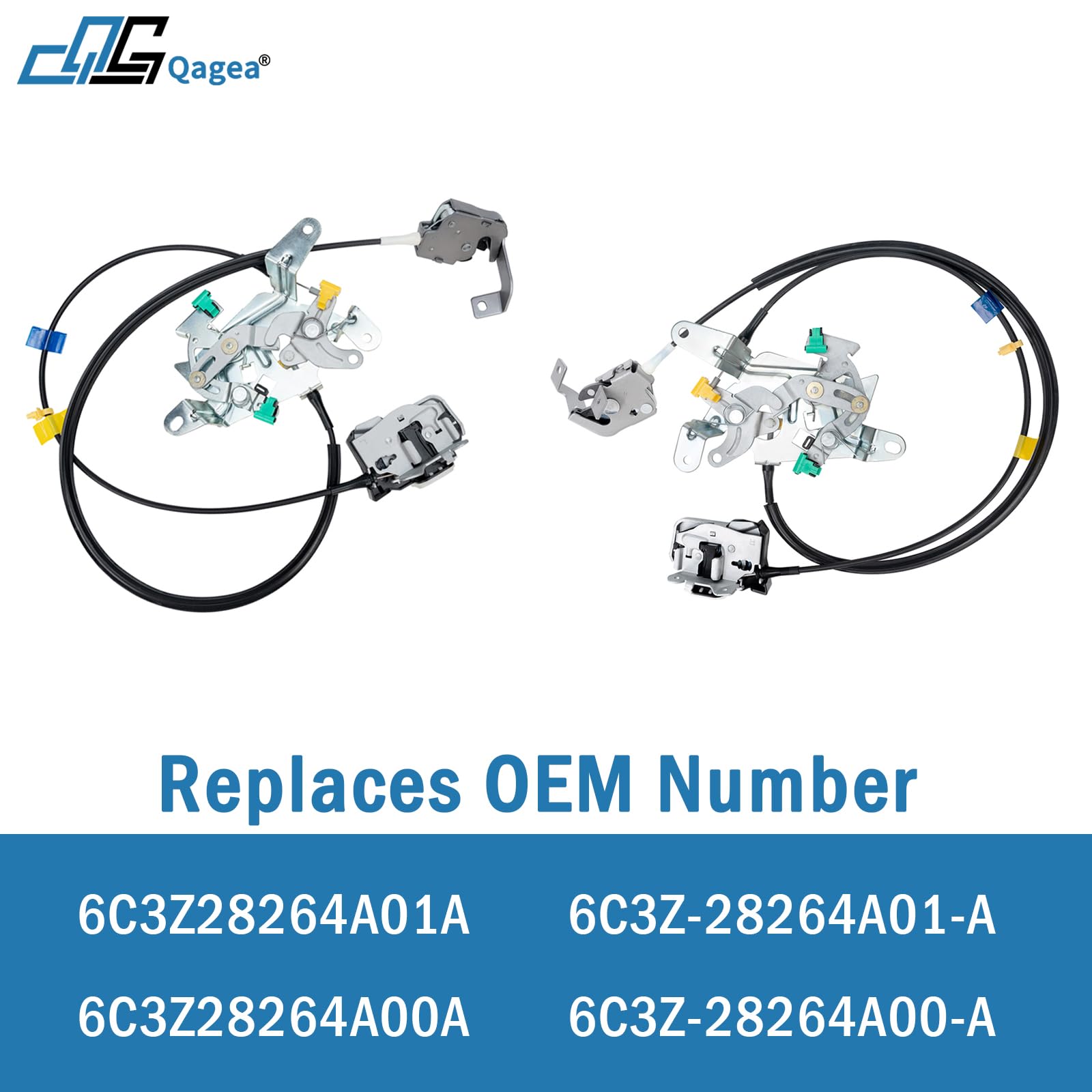 Qagea Rear Door Lock Latch & Cable - Left Driver & Right Passenger Side - Replacement For 99-07 Ford F250 F350 F450 F550 Super D