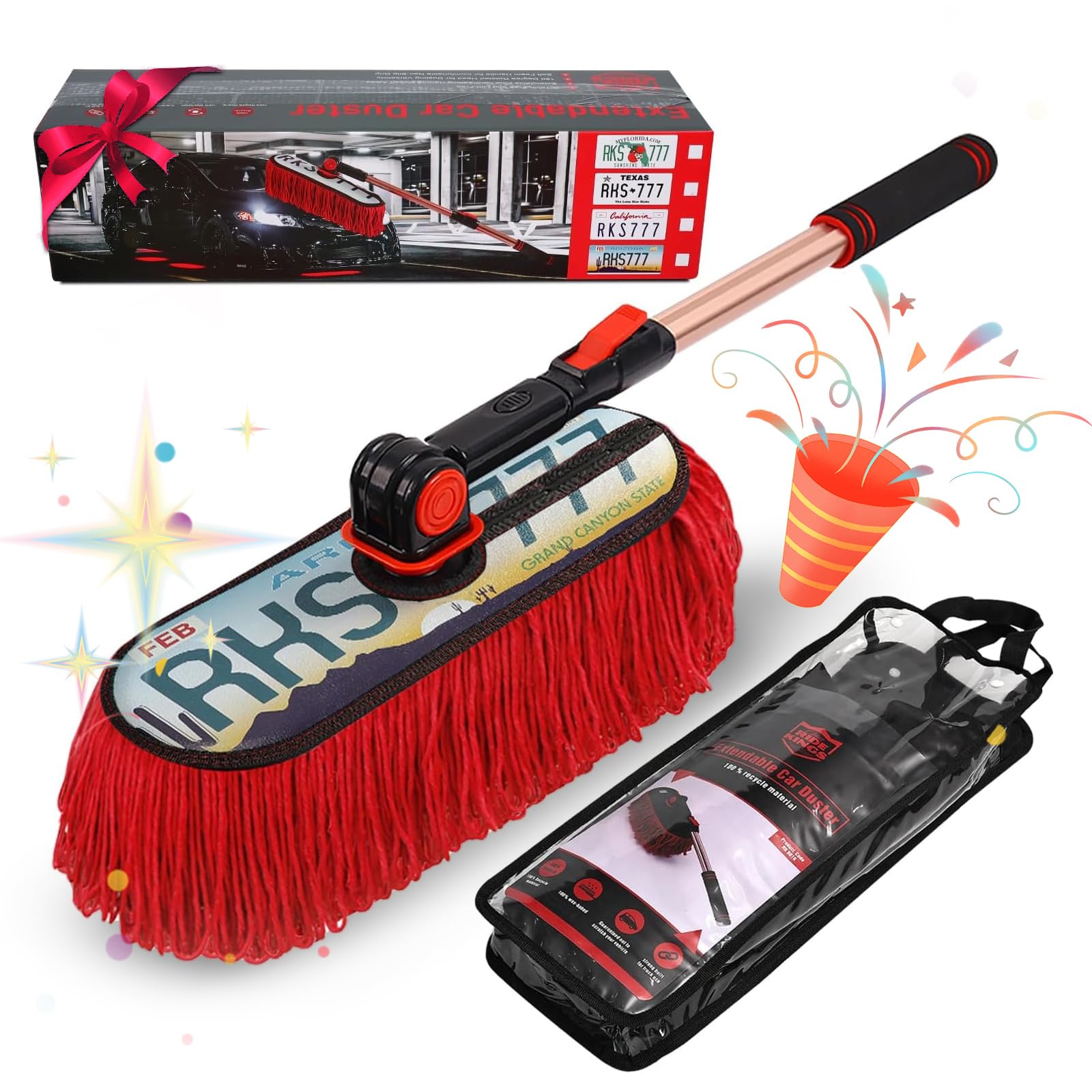 Auto Duster Extendable Handle, Car Exterior Scratch Free, Wax Cotton Hair Auto Brush Kit for Truck SUV RV Motorcycle, Cleaning N