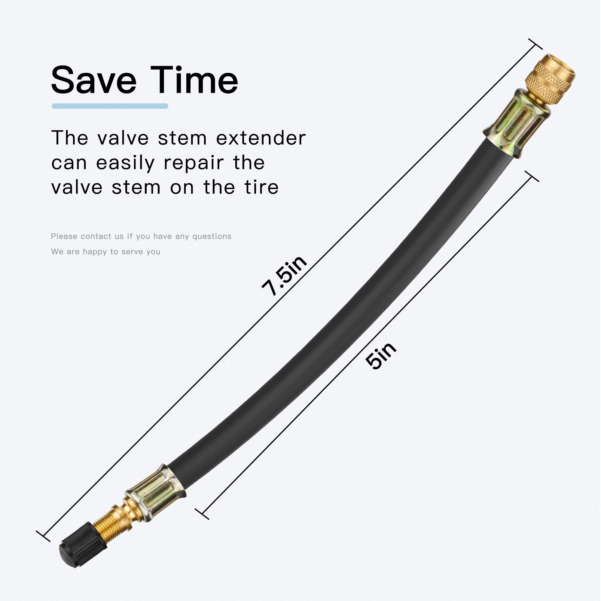 Mellbree Tire Valve Extensions, 8.25 Inch Flexible Schrader Tire Valve Stem Extension With 90 Degree Schrader Tire Valve Stem Ex