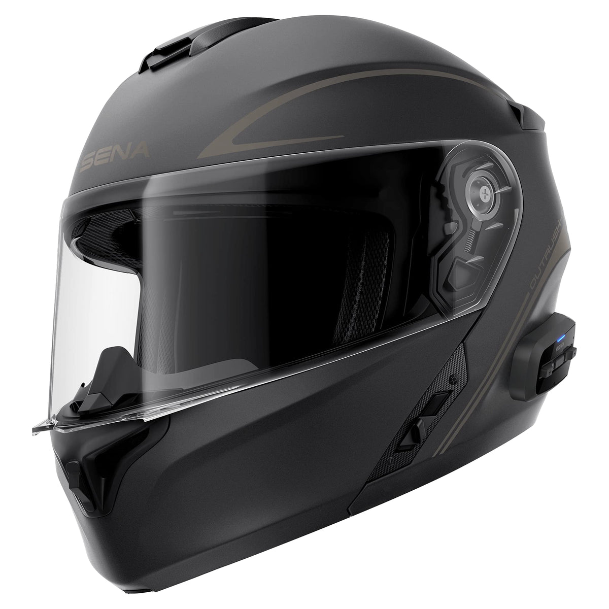 Sena Outrush R Bluetooth Modular Motorcycle Helmet with Intercom System (Matte Black, S)