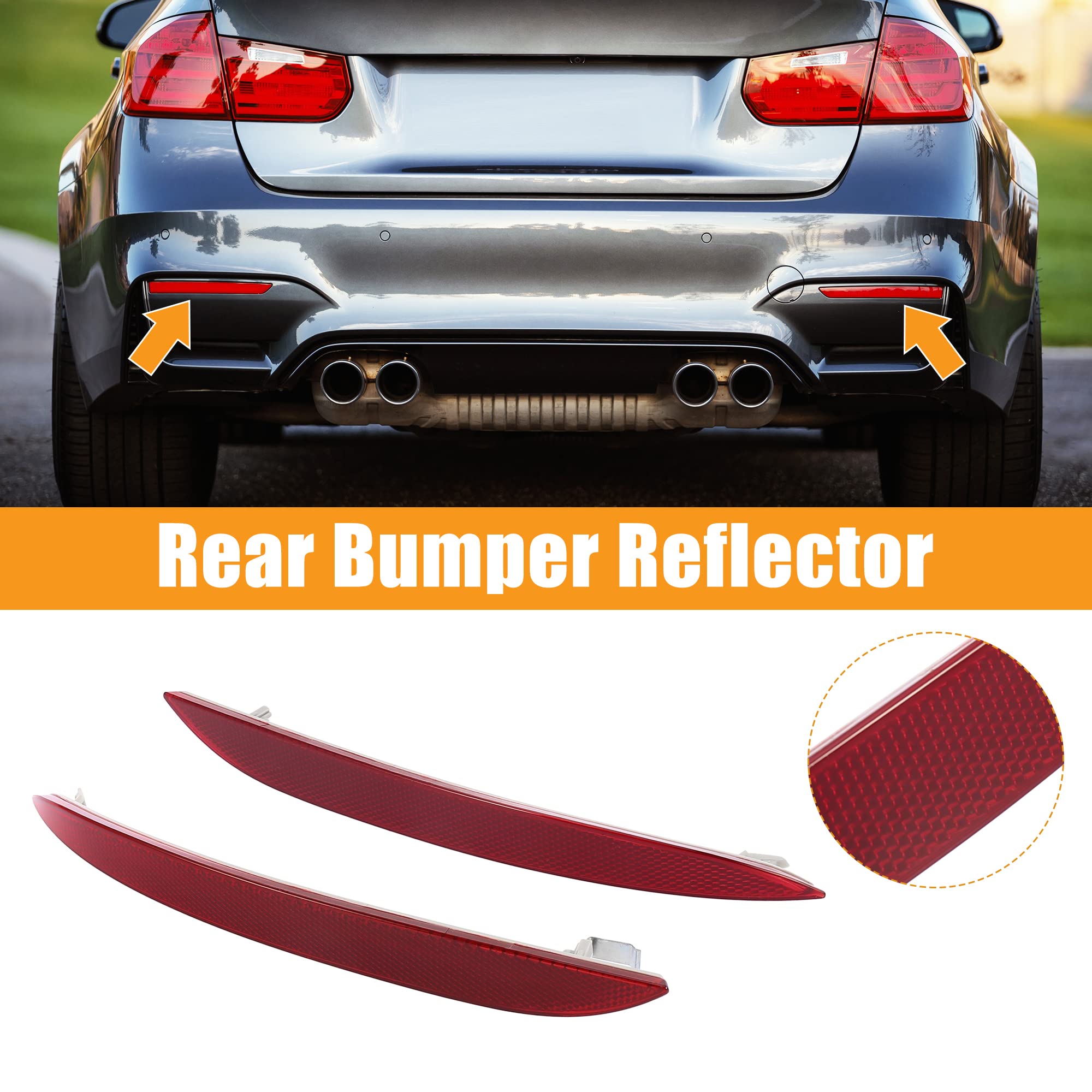 X Autohaux 1 Pair Car Rear Bumper Reflector Strip Cover Left Right Side 63147183913 63147183914 For Bmw 550I 2008-2010