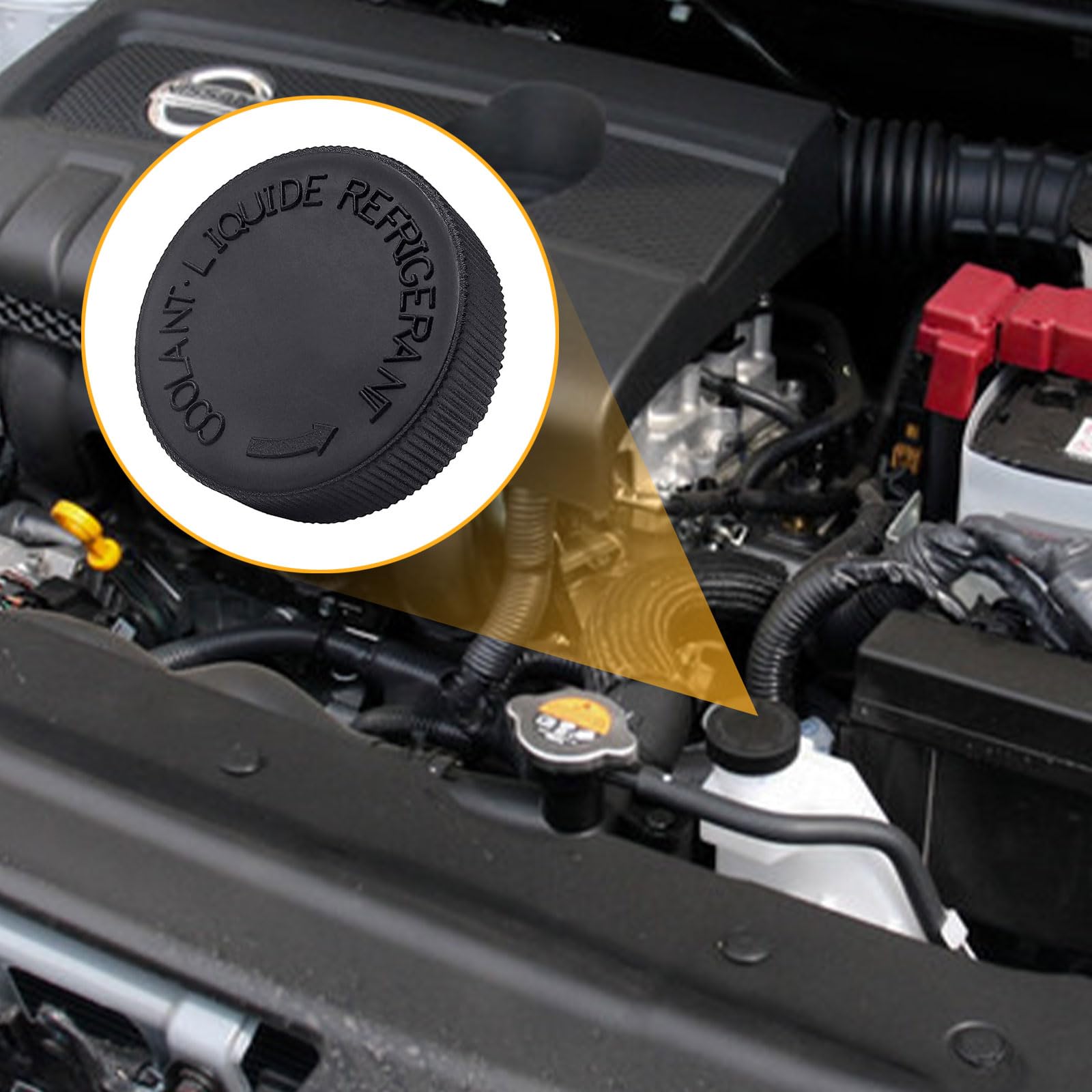 SecosAutoparts 21712-79900 Engine Coolant Overflow Reservoir Tank Black Cap Compatible with Nissan Murano Rogue Versa Quest Comp