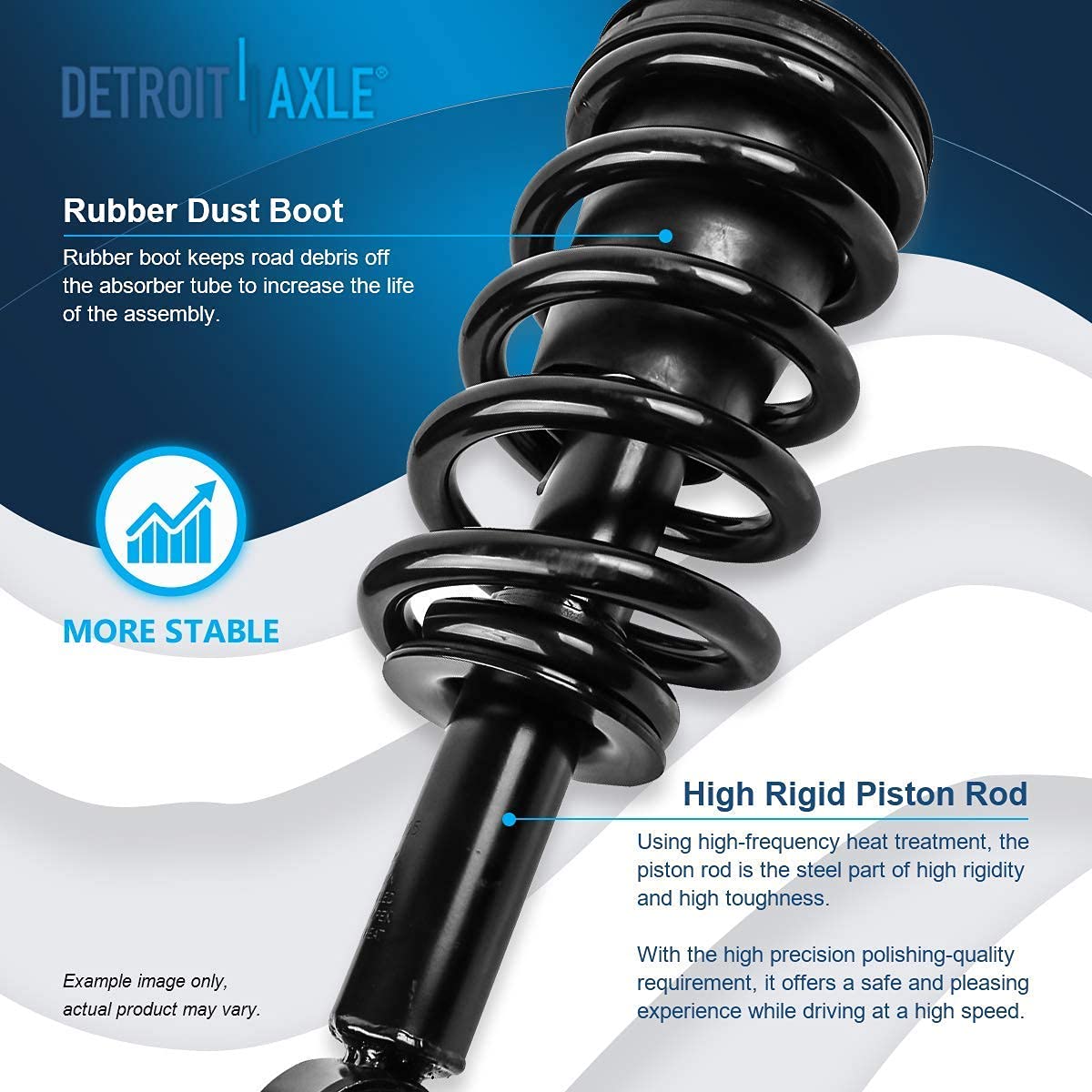 Detroit Axle - Struts Shocks For 2007-2013 Gmc Chevy Silverado Sierra 1500 [Exc. Electronic Susp] 2 Front Struts With Coil Spring 2 Rear Shock Absorbers 2008 2009 2010 2011 2012 Replacement Suspension
