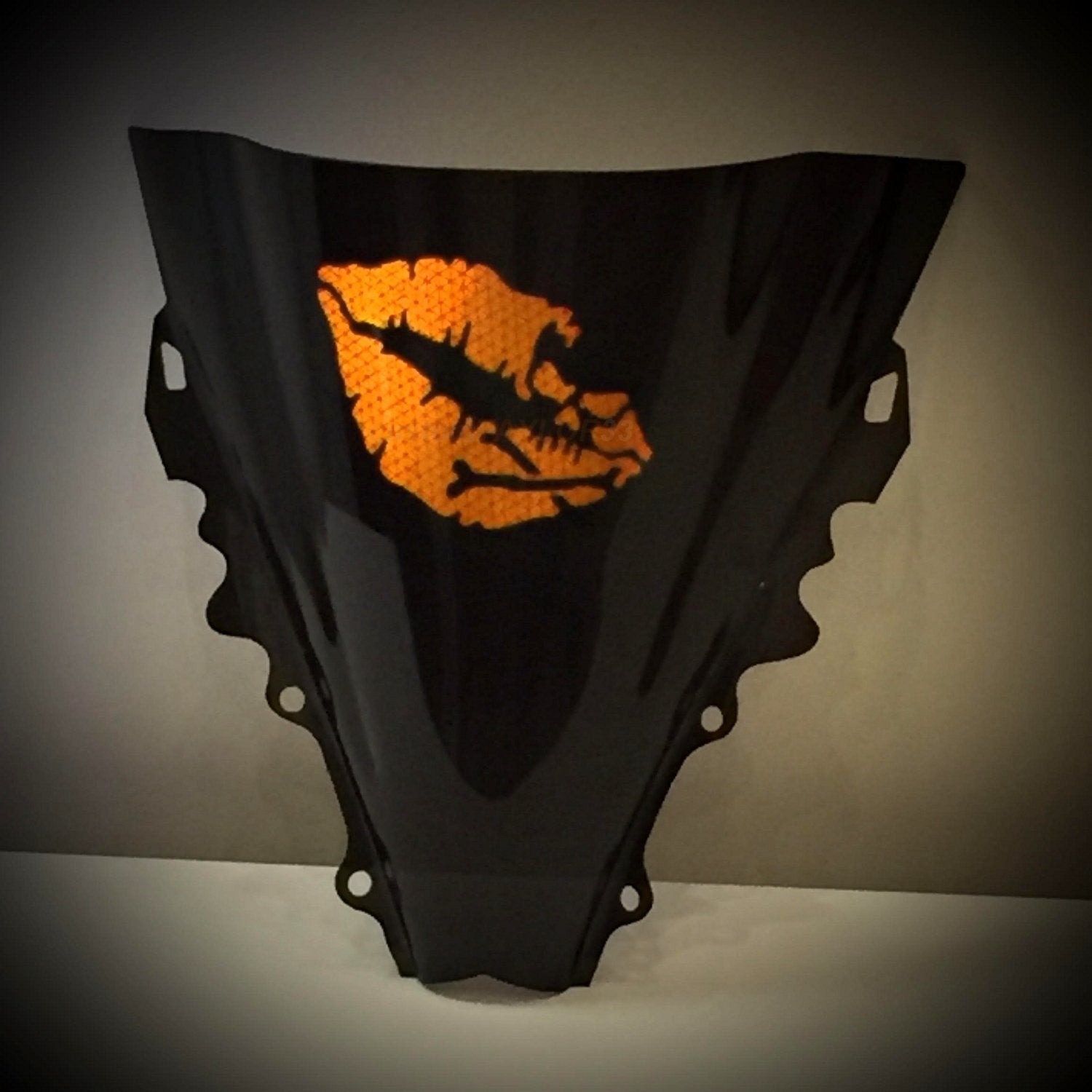 Customtaylor33 High Intensity Reflective Vinyl Death Kiss Skull Crossbones Lips Decal Bumper Sticker - Cars, Motorcycles, Helmets, Wind Screens, Laptops, Cellphones, (Orange, 3 Inch Wide, Pair)