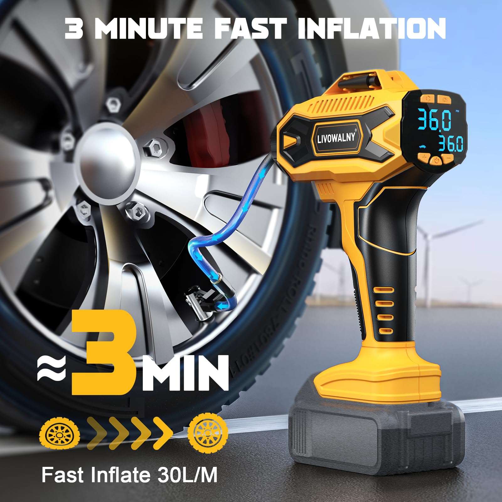 Tire Inflator Air Compressor Compatible With Dewalt 20V Max Battery Power,160Psi Cordless Portable Electric Air Pump With Digita