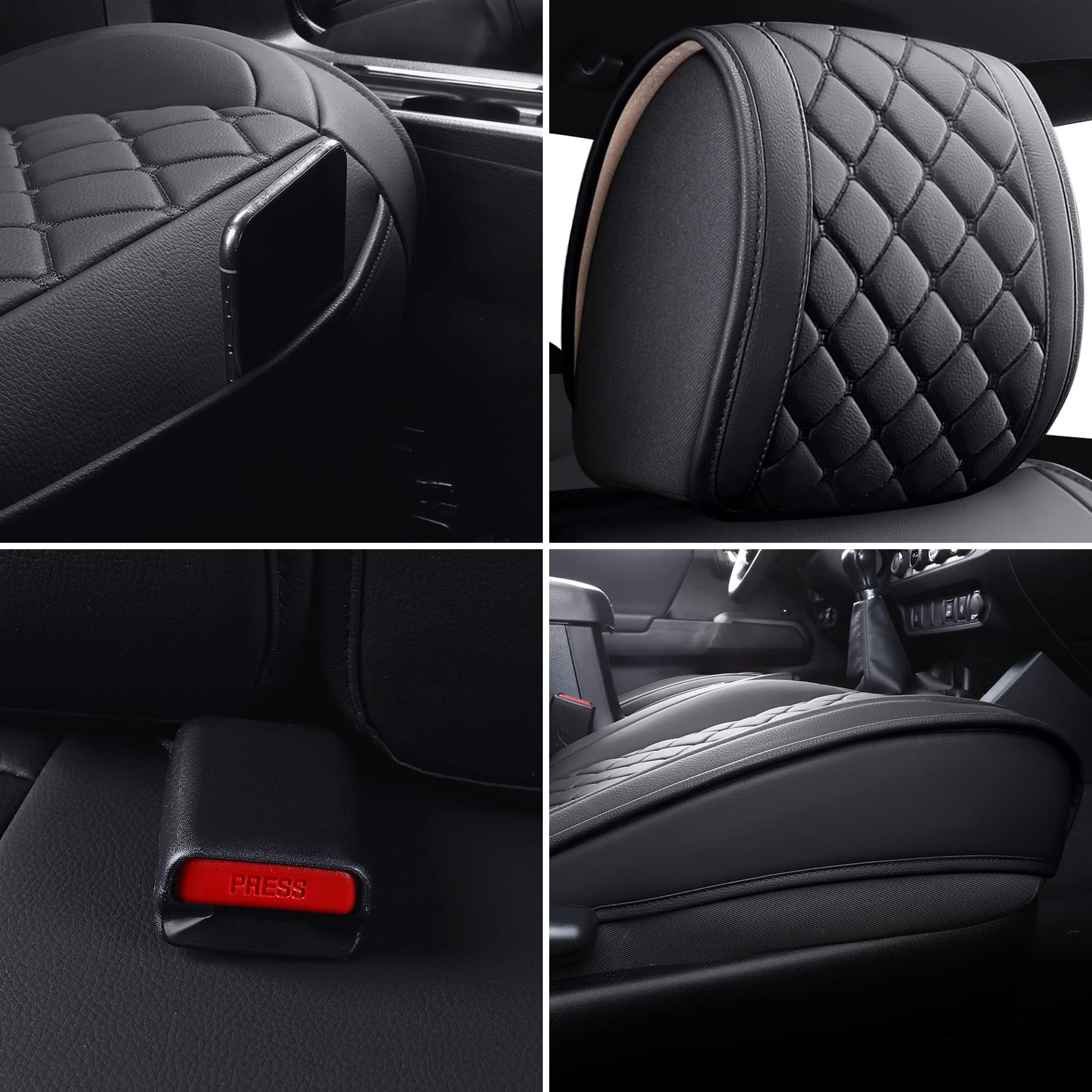 Tomatoman Tacoma Seat Covers Customized For 2005-2023 Sport Extended Sr V6 Pickup Limited, Waterproof Faux Leather Cushions(Full Set, Black)
