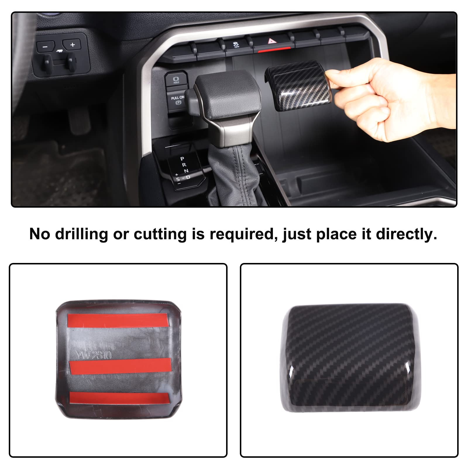 Car Shifter Gear Hand Brake Trim Cover Compatible With Toyota Tundra/Sequoia 2022-2025 Tacoma 2024+ Center Console Gear Shift Head Protection Cover Automatic Gear Shift Knob Cover Interior Accessories