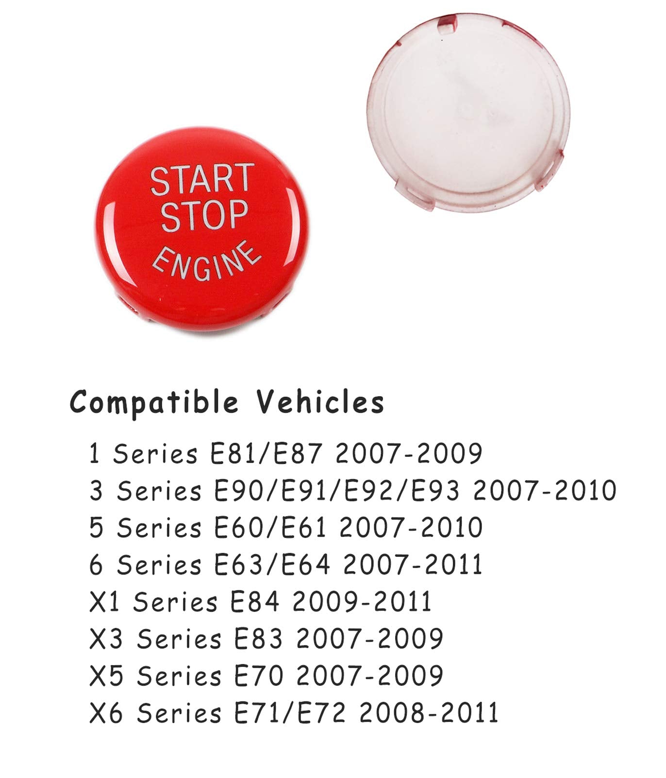 Jaronx Sports Red Start Stop Button Compatible With Bmw (1 3 5 6 X1 X3 X5 X6 Series,E81 E90 E91 E60 E63 E84 E83 E70 E71),Engine Switch Power Ignition Start Stop Button Replacement