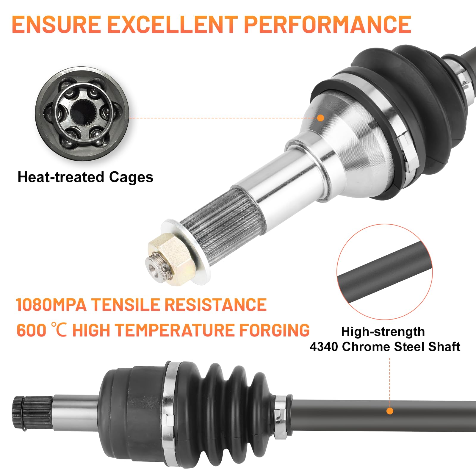 Front Left & Right Cv Axle Shaft With Wheel Bearing For Yamaha Grizzly Bruin 350 400 Kodiak Wolverine 450 4X4 2003 2004 2005 2006 2007 2008 2009 2010 2011 5Gh-2510J-00-00, 5Nd-F518G-00-00