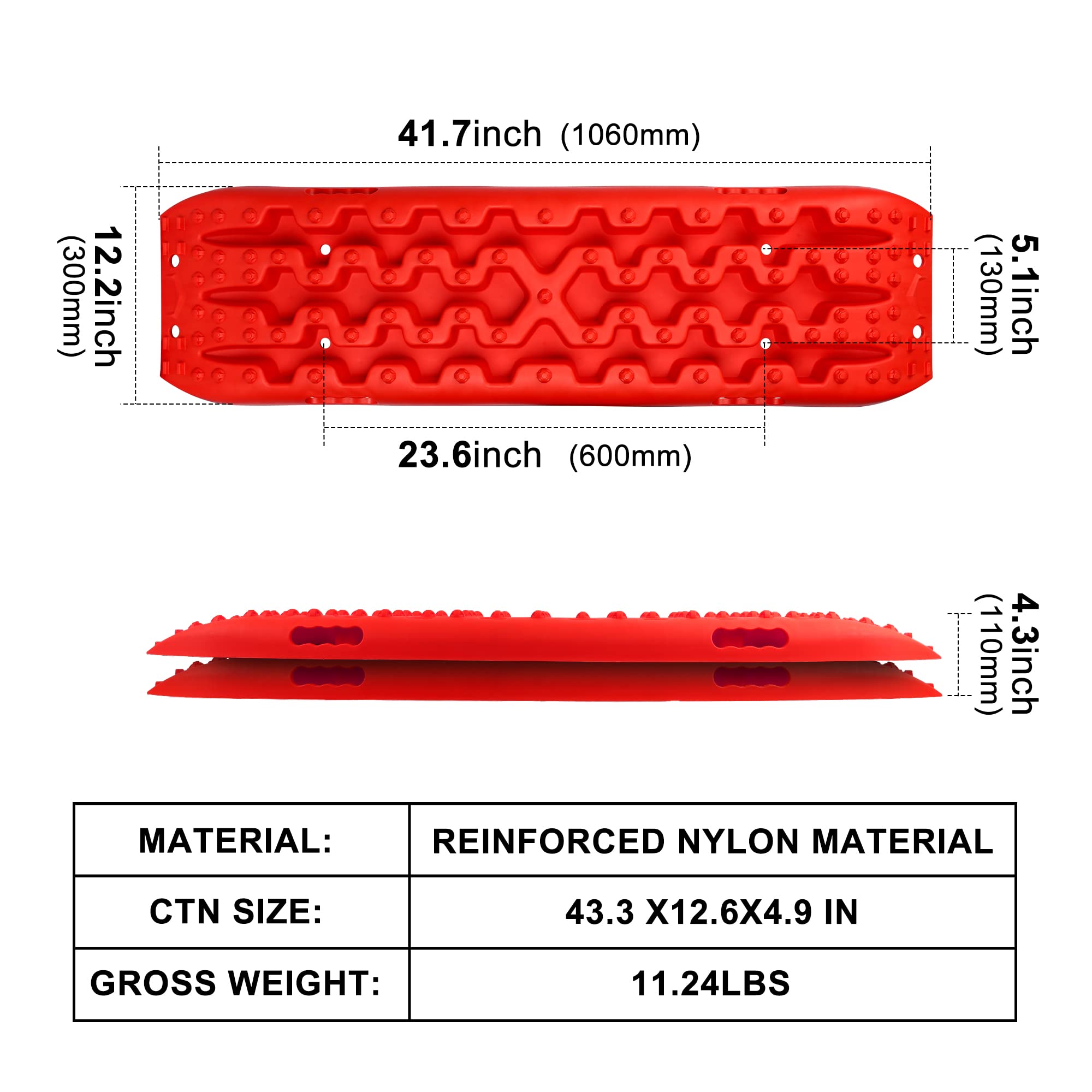 X-BULL New Recovery Traction Tracks Sand Mud Snow Track Tire Ladder 4WD (Red,3gen)