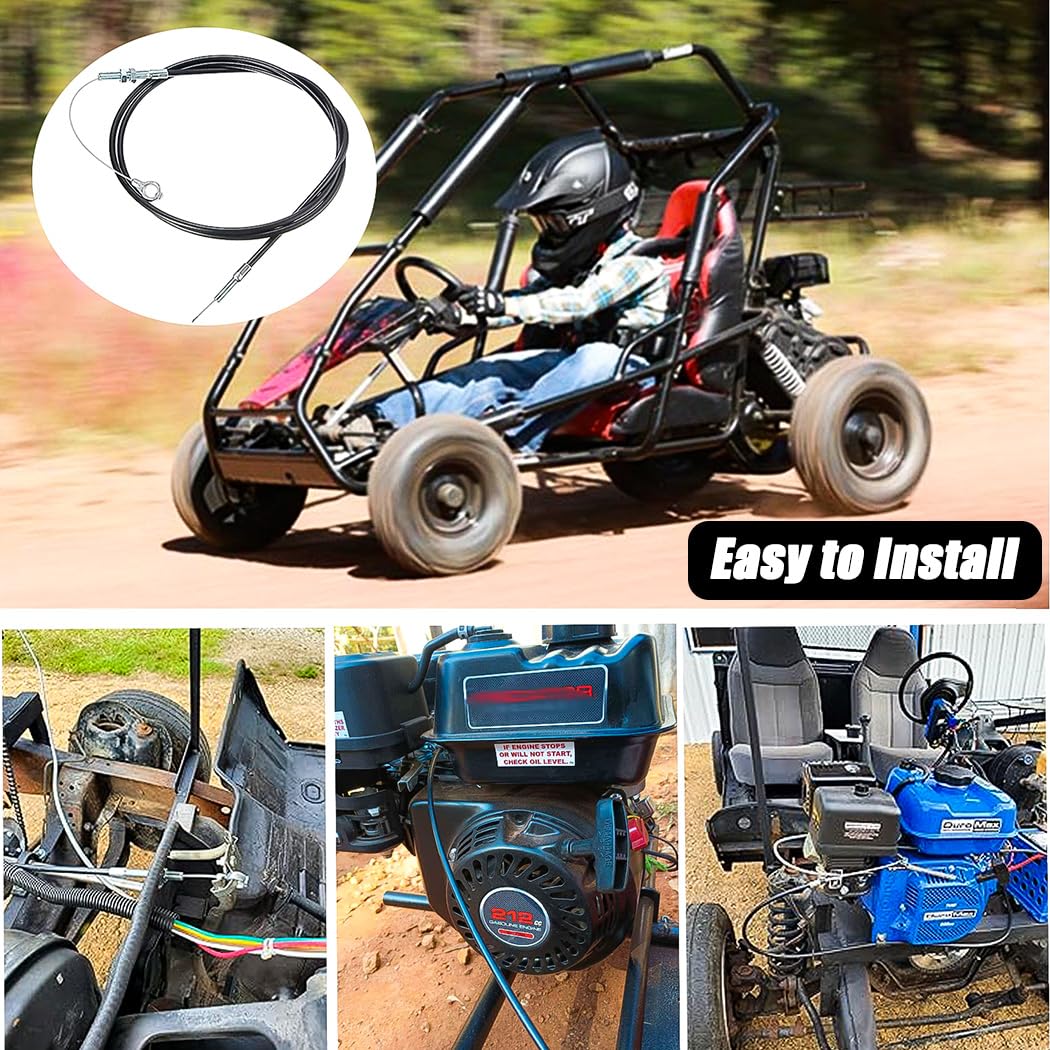 71 Inch Universal Enhanced Throttle Cable For Go Kart Predator 212 Cc Engine Gx160 Gx200 196Cc 5.5Hp 6.5Hp Manco 8252-1390 Asw Go Cart Accelerator Lawn Mower Parts