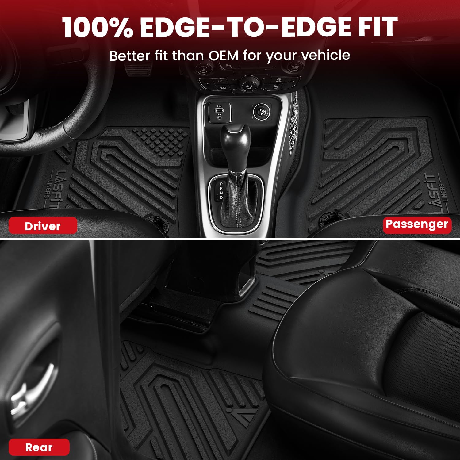 Lasfit Floor Mats & Trunk Mat For Jeep Compass 2017-2025 Lower Deck Position Cargo, All Weather Tpe Custom Fit Car Mats Floor Li