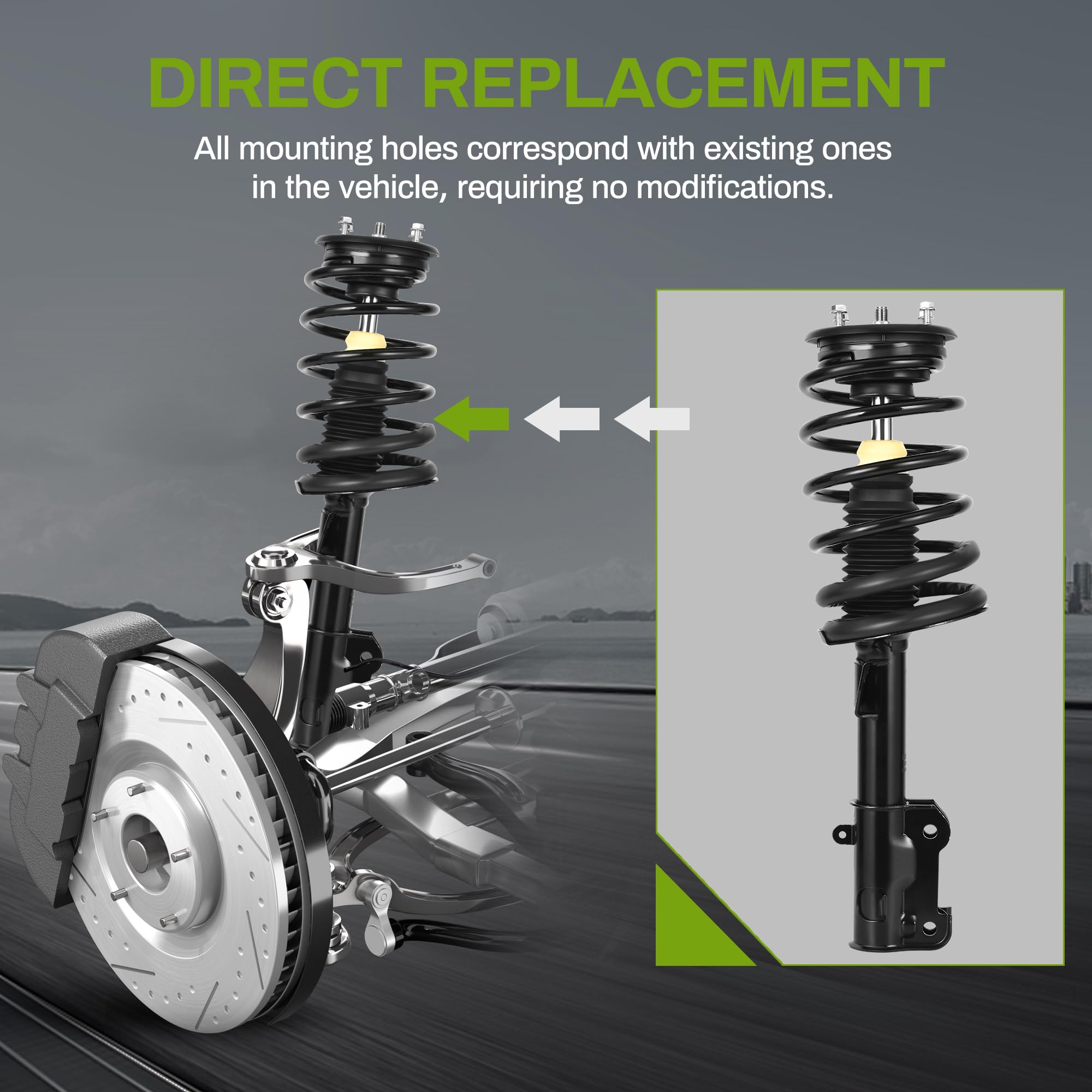 Autosaver88 Front Complete Struts Shocks And Coil Spring Assembly Compatible With 2005-2010 Ford Mustang