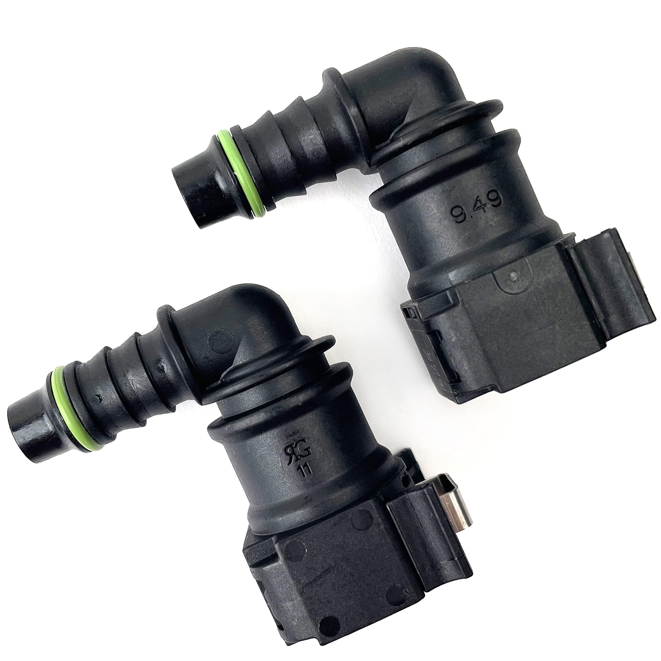 Fuel Line Quick Connector 3/8 Bundy Female To Barb 90 Degree Adapters Fit For 3/8 Steel To 5/16 Id Nylon Tubing, Pack Of 2