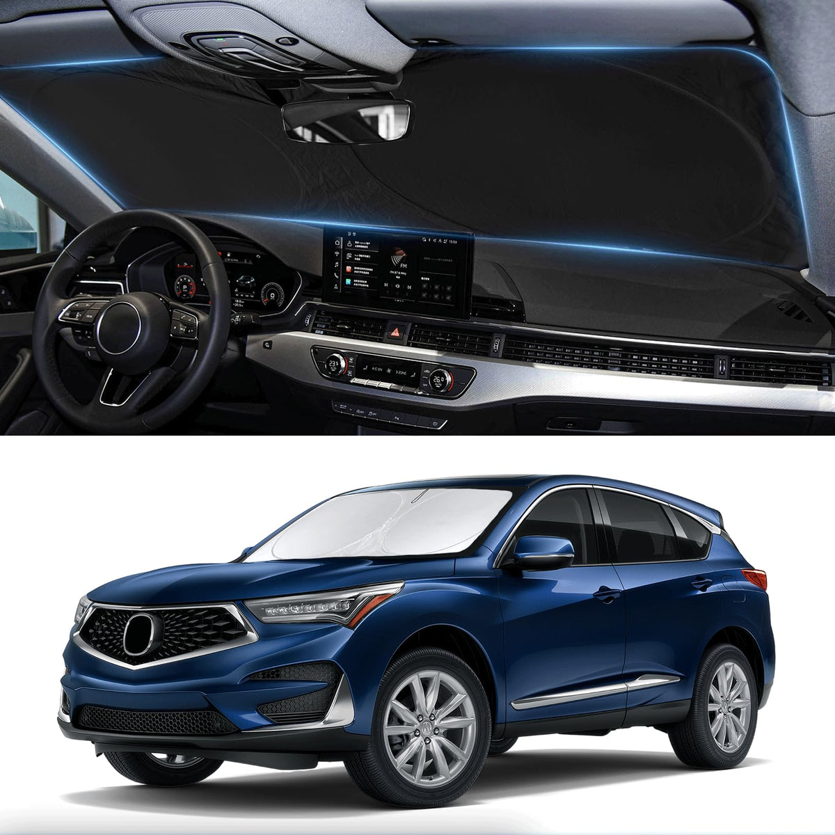 Custom Windshield Sunshade For Acura Rdx 2013 2019-2023 2024 2025 210T 2-Layer Front Window Shades Cover For Windshield Sun Viso