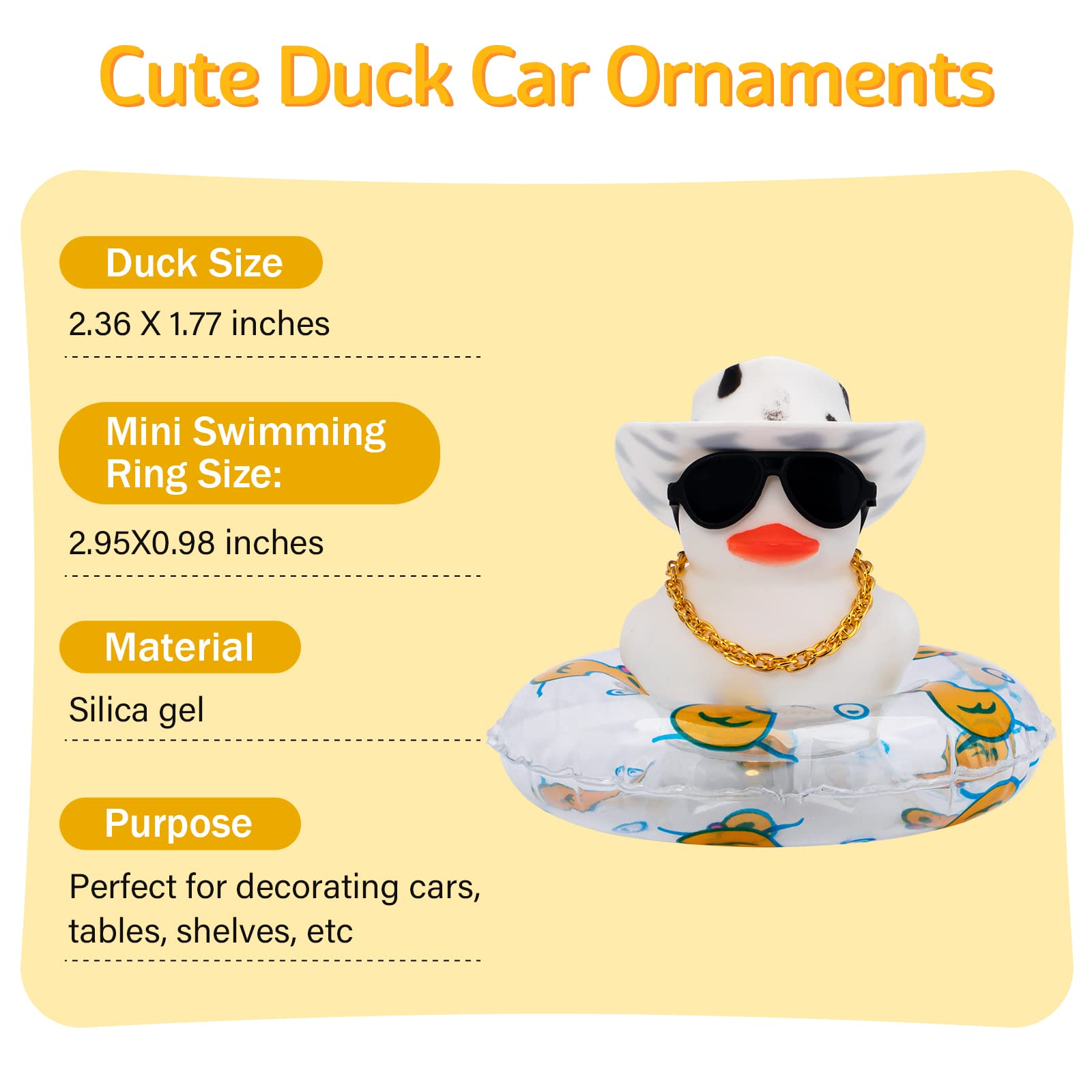 Wonuu Rubber Ducks - Pink & Gold Ducks For Car Dashboard Decoration