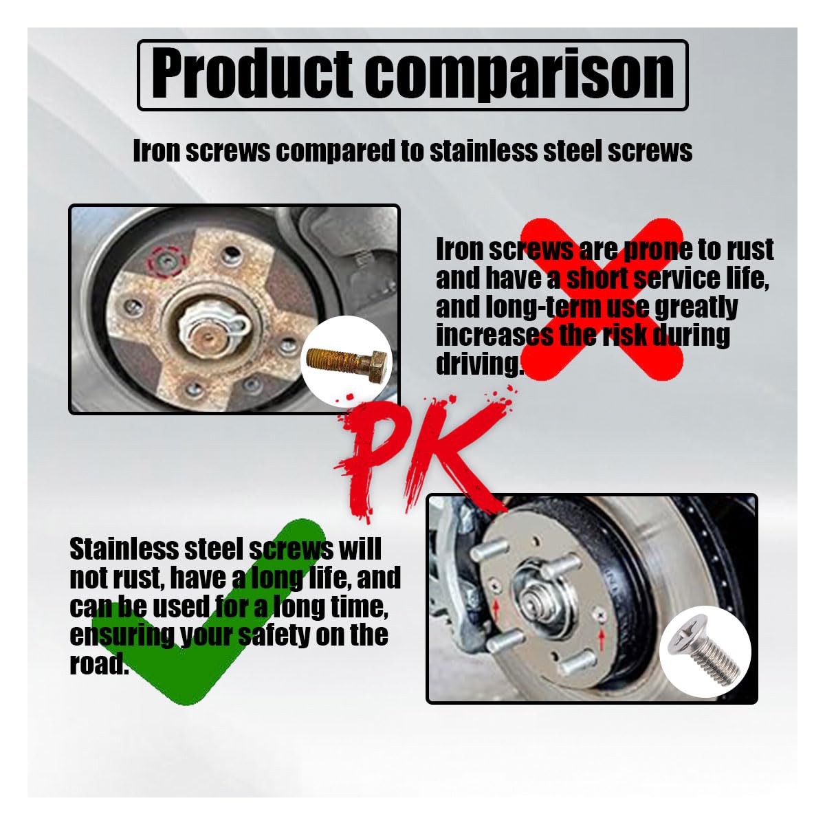 JOYCOURT 4-Pack Screw For Rotor Brake Disc Retaining, Retaining Hardware Bolts Screw Kit, Compatible With Honda, Acura, Hyundai