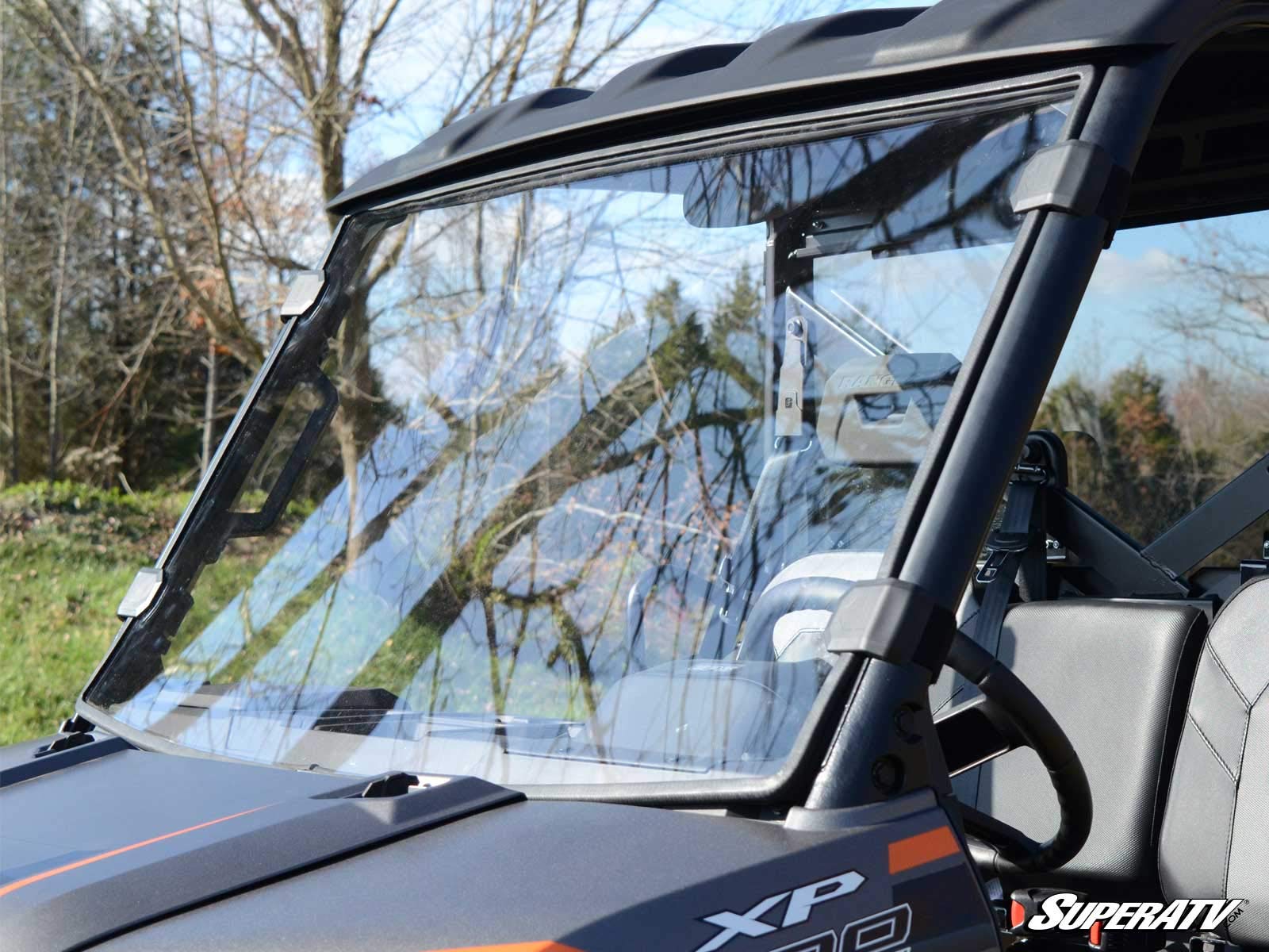 Superatv Full Size Windshield For 2017+ Polaris Ranger Xp 1000 (See Fitment) | Non-Scratch Resistant 1/4'' Thick Polycarbonate T