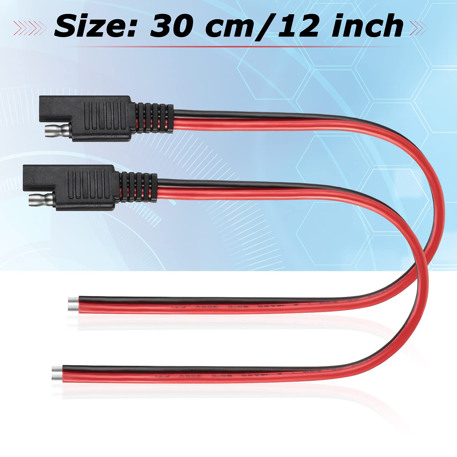 Frienda 14 AWG Connectors Cable Compatible with SAE 30cm 2 Pin Single Plug Disconnect Power Automotive Extension Cable for Motor