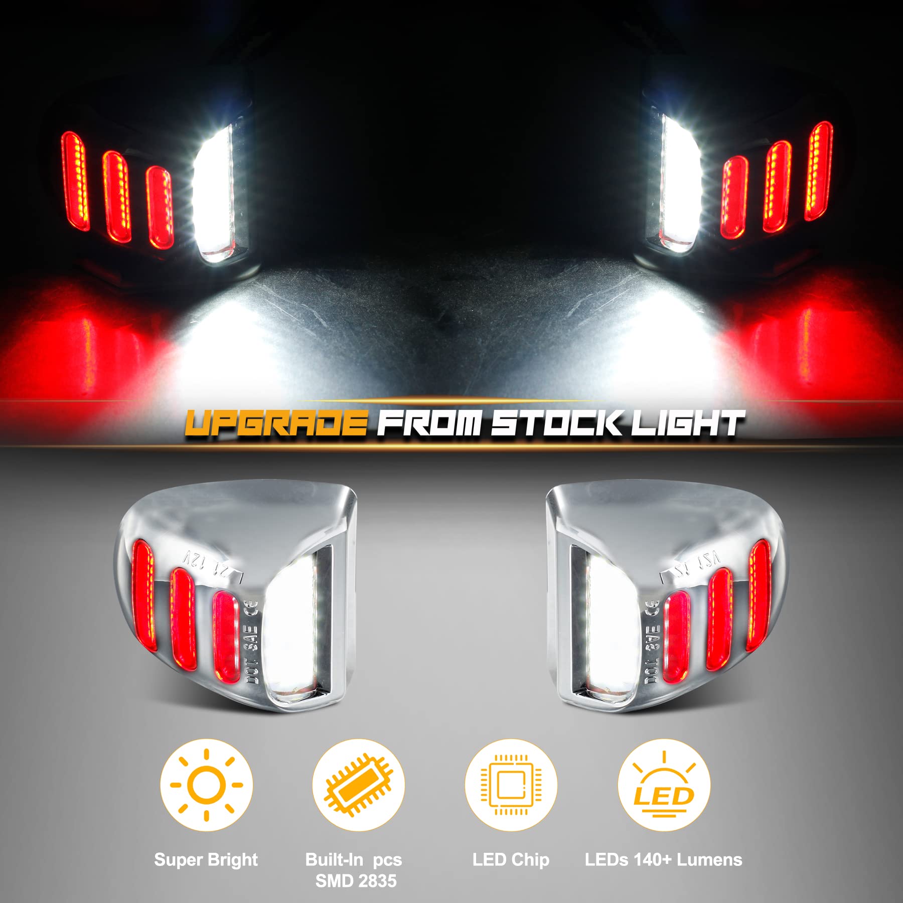 Ruxifey Chrome Led License Plate Lights Red Neon Tube Tag Light Compatible With Chevy Silverado Gmc Sierra 1500 2500 3500 Hd Yuk