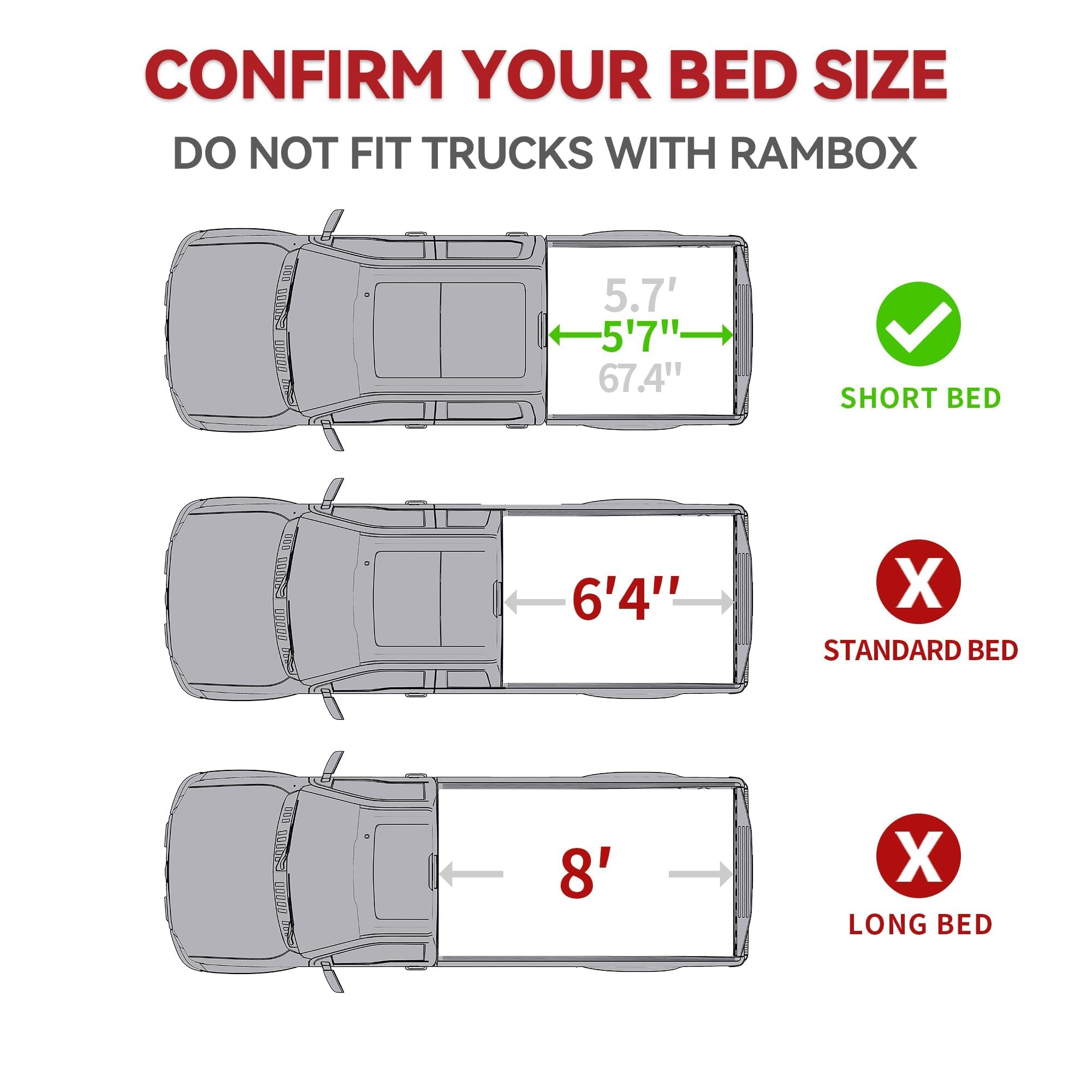 Yitamotor Frp Hard Tri-Fold Truck Bed Tonneau Cover Compatible With 2009-2024 Dodge Ram 1500 (19-24 Classic Only), 5.7 Ft Bed Wi