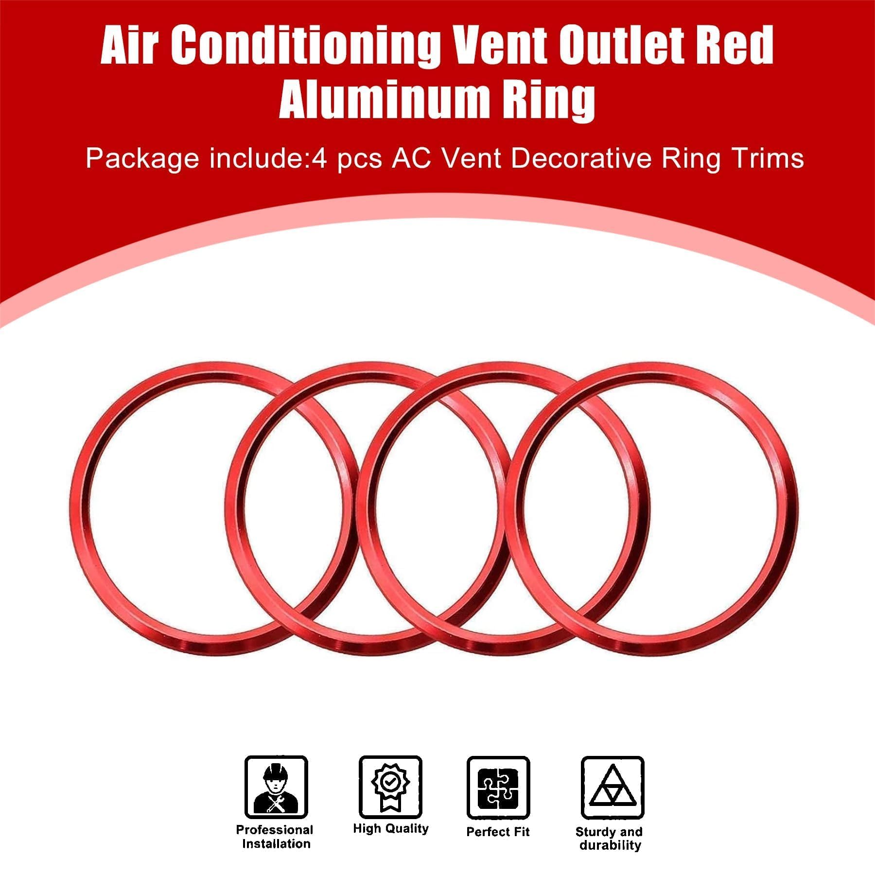 SecosAutoparts 4PCS Aluminum Air Vent Outlet Ring Cover for Chevrolet Camaro 2016-2020, Red Decor