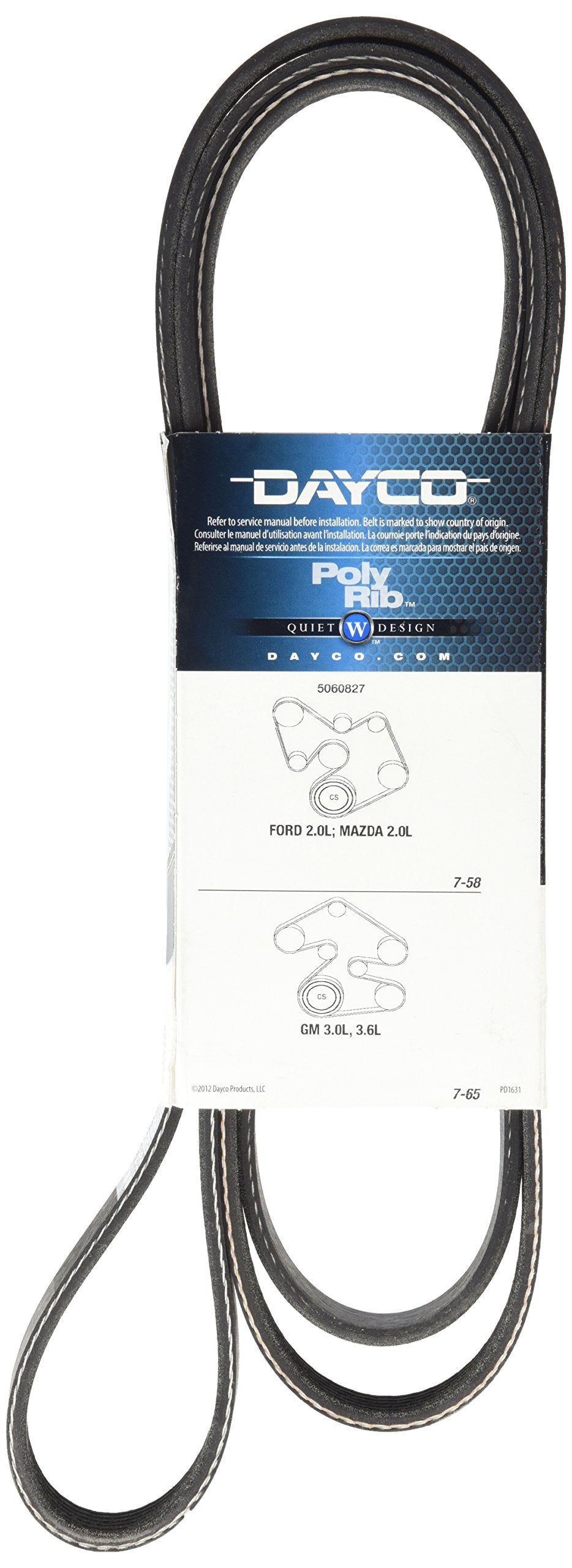 Dayco 5060827 Serpentine Belt , Black