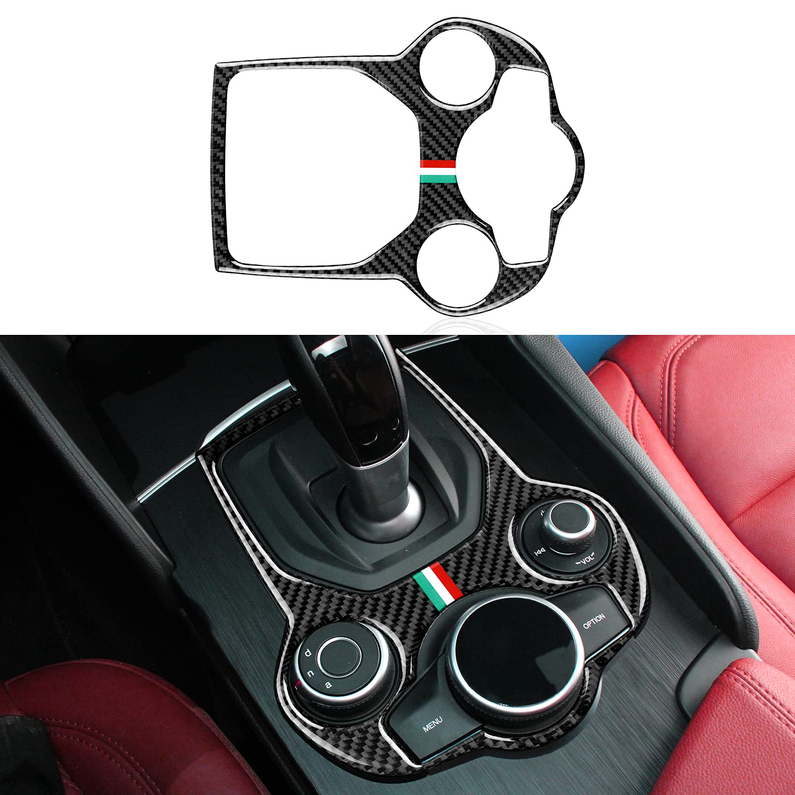 Car Gear Shift Sticker Carbon Fiber Decals Center Console Cover Trim Compatible With Alfa Romeo Giulia 952 Stelvio 949 2016 2017