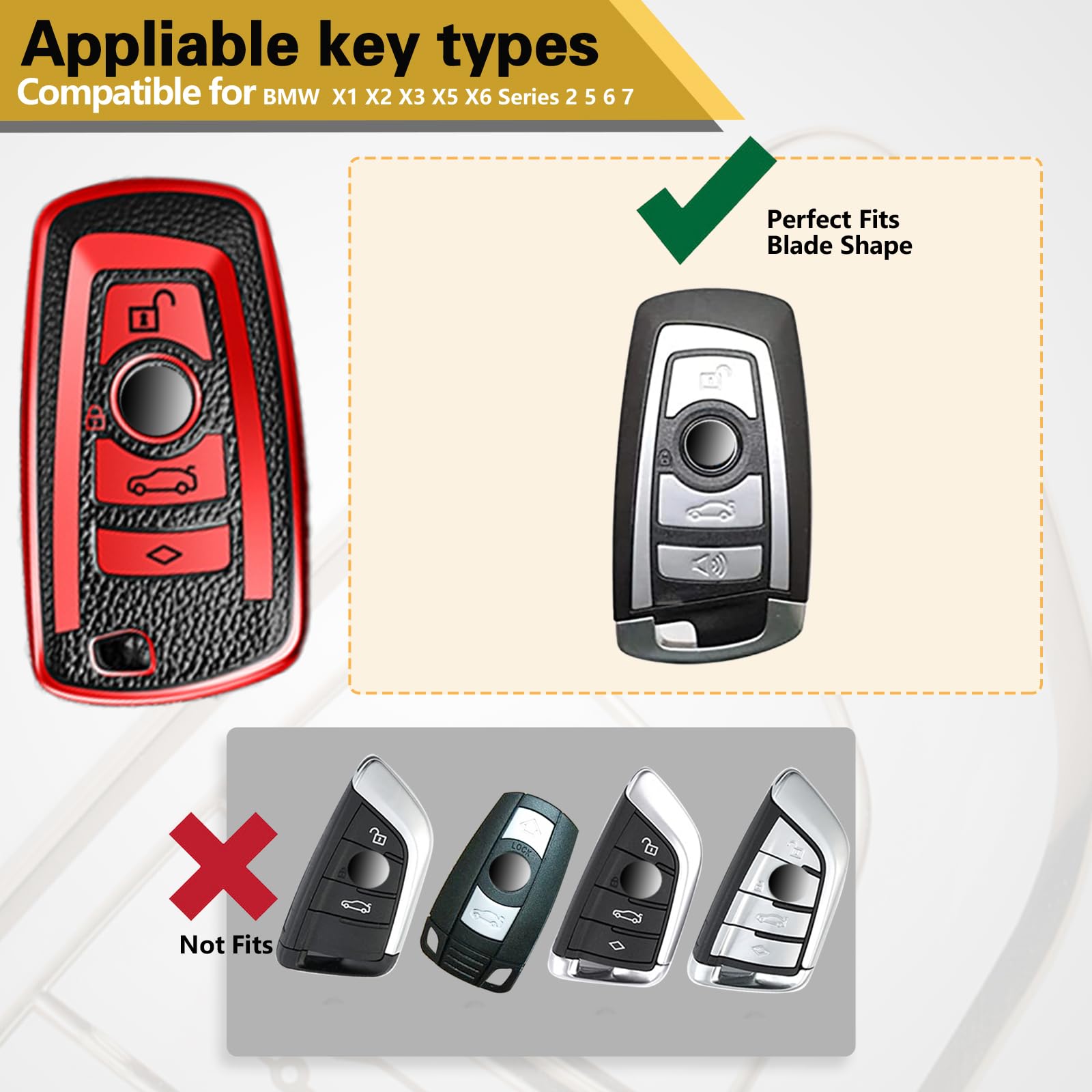 Ctrinews For Bmw Key Fob Cover With Carbon Fiber Style Belt Keychain, Upgraded Soft Tpu Surface Grain Key Case For Classic Bmw K