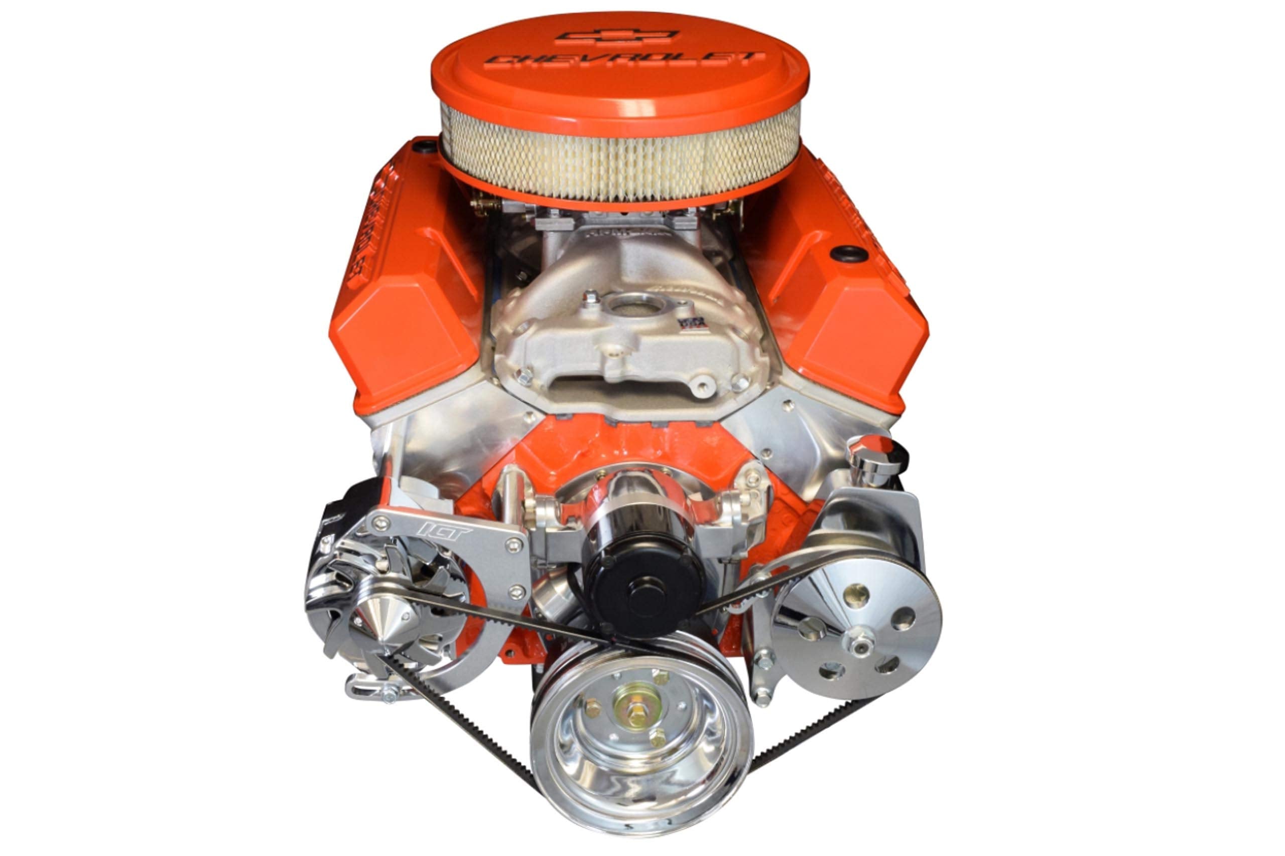 ICT Billet SBC Alternator Bracket Adjustable Electric Water Pump Small Block 350 Chevy Mount Kit 305 327 350 5.0L 5.7L Compatible With Chevy Long Water Pump V Belt 551672E