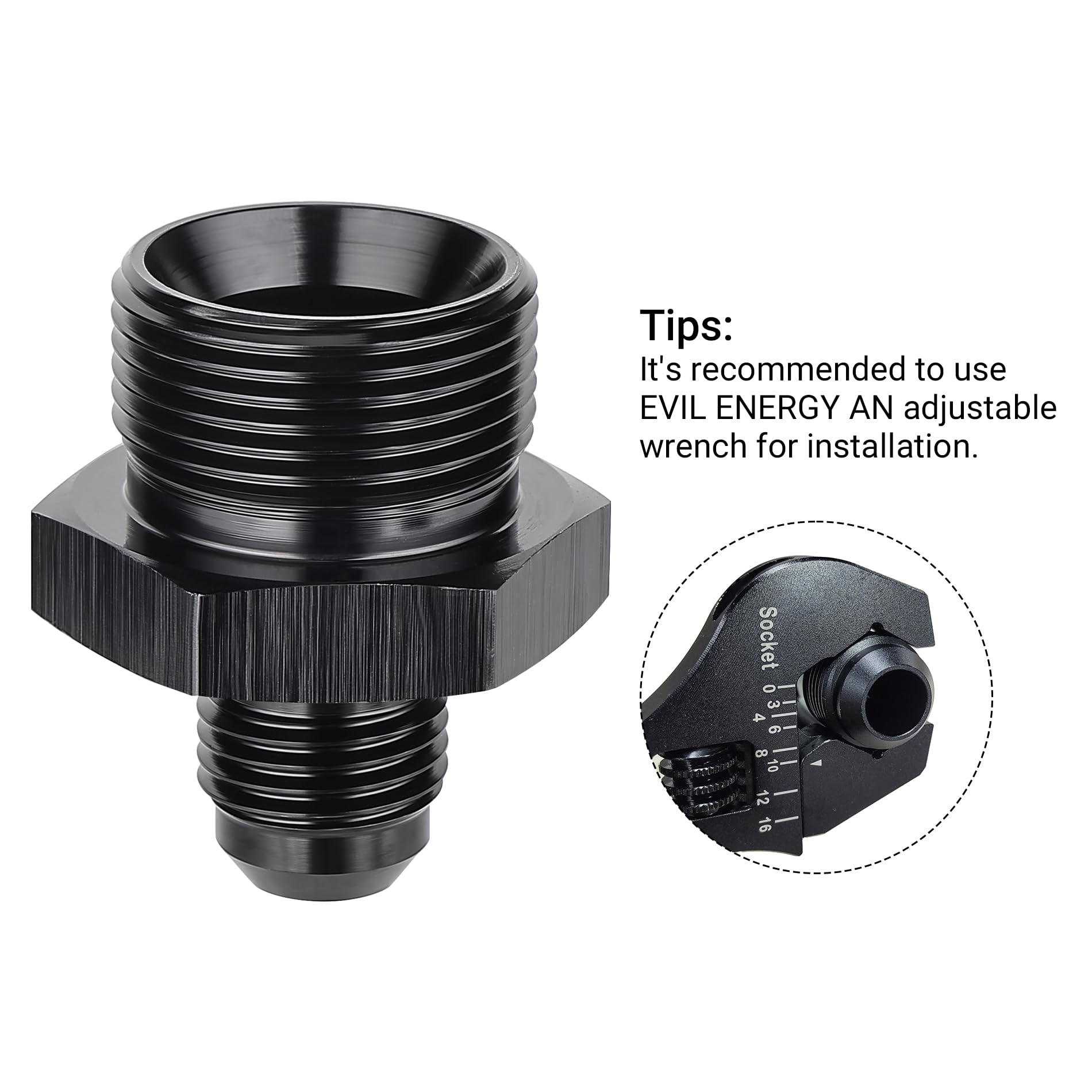 Evil Energy 6An Male Flare To M24 X 1.5Mm Male Metric Fitting Adapter Aluminium Alloy 2Pcs