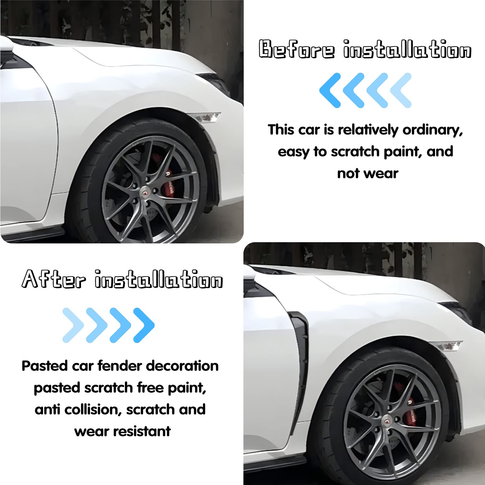 2Pcs Car Fender Side Vents, Air Vent Trim Cover, Abs Carbon Fiber Exterior Sticker, Air Flow Intake Hole Grille Auto Exterior Accessories Universal (Black)