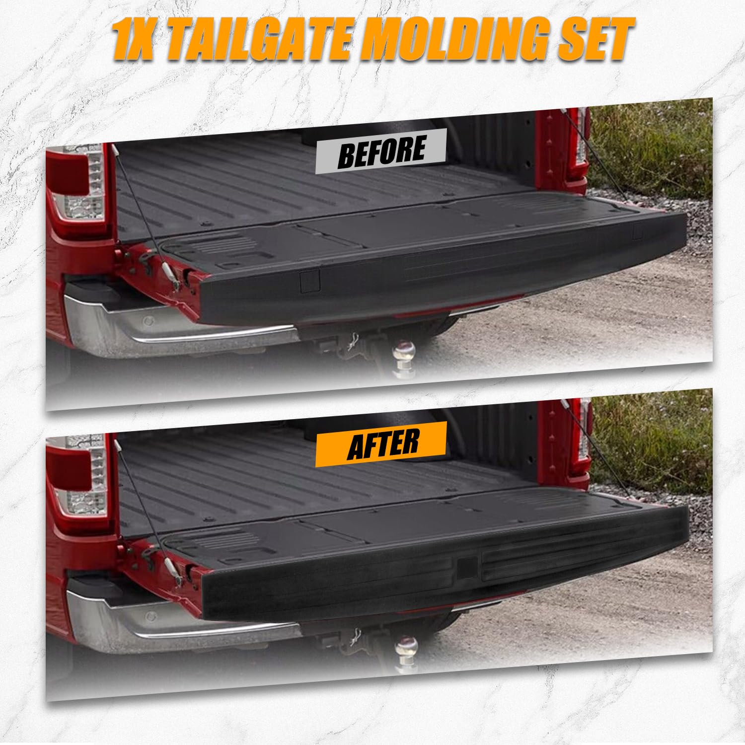 RANSOTO Tailgate Molding Trim Compatible with 2017 2018 2019 2020 2021 2022 Ford F250 F-250 F350 F-350 F450 F-450 Super Duty Fle