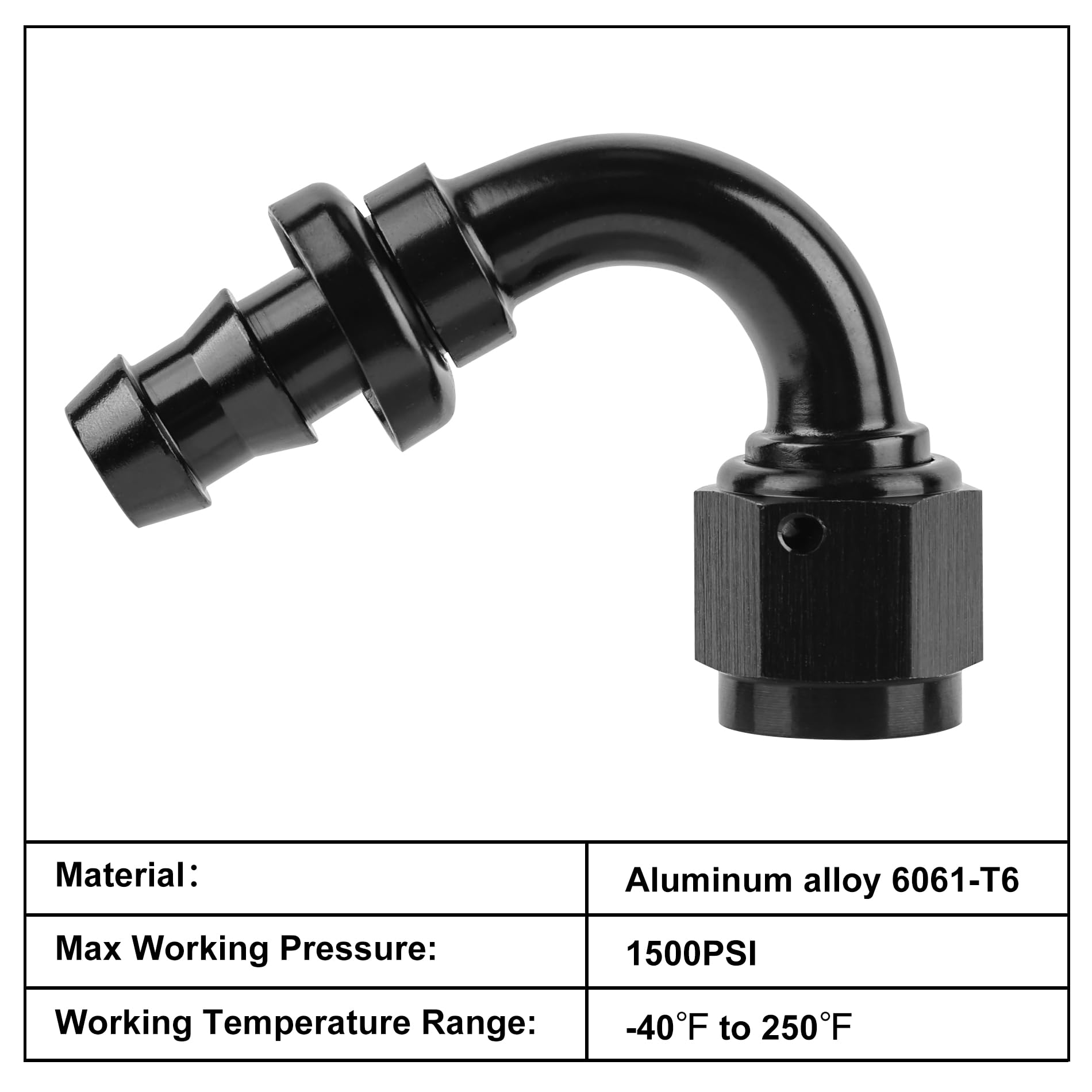 Evil Energy 8An 120 Degree Push Lock Hose Fitting End Black