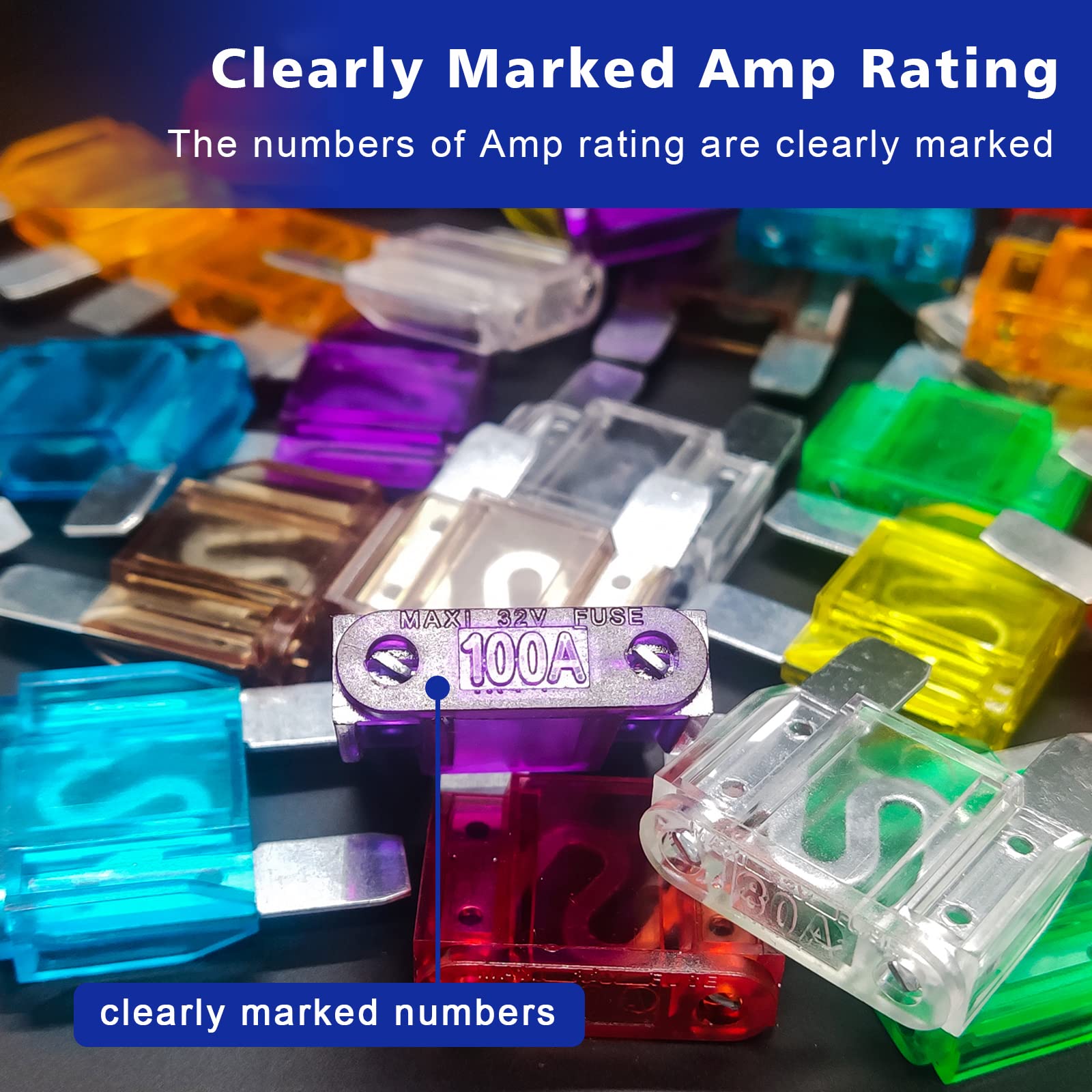Maxi Blade Fuse Assortment Car Fuse 20A 30A 40A 50A 60A 70A 80A 100A Maxi Auto Fuse Kit Busy-Corner 34 Pieces