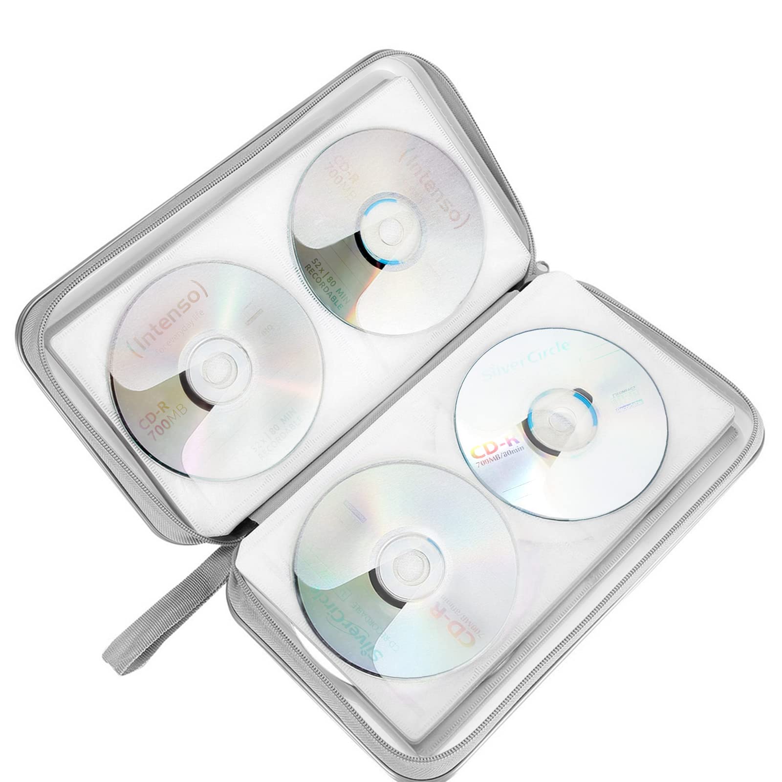 Cd Case, Siveit Dvd Case Holder 96 Capacity Hard Plastic Cd Dvd Disc Cases Storage Binder Wallet For Car Home Office Travel (Whi