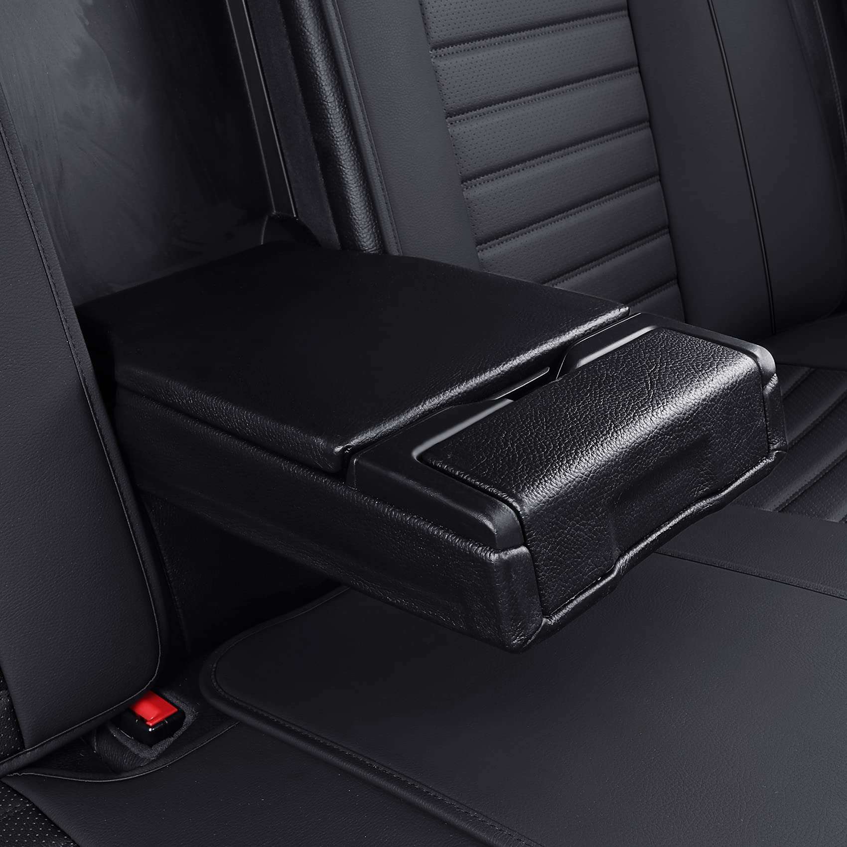 Omoka Auto Rear Car Seat Covers With Waterproof Leather,Vehicle Cushion Cover For Cars Suv Sedan Pick-Up Truck Universal Fit Set For Most Cars (Black, Rear Seat)