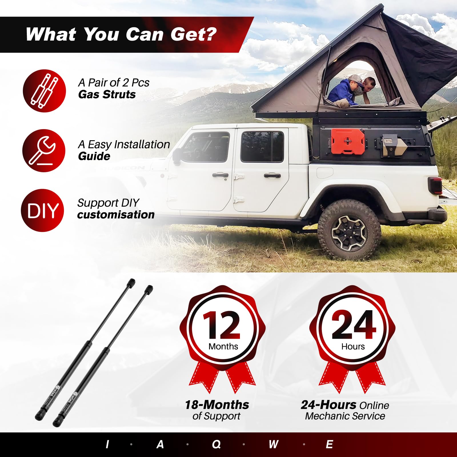 C1617397 30Inch 50Lb/222N Gas Struts Spring Shock Lift Support For Tonneau Cover Heavy Duty Camper Rv Bed Tv Cabinet Floor Hatch