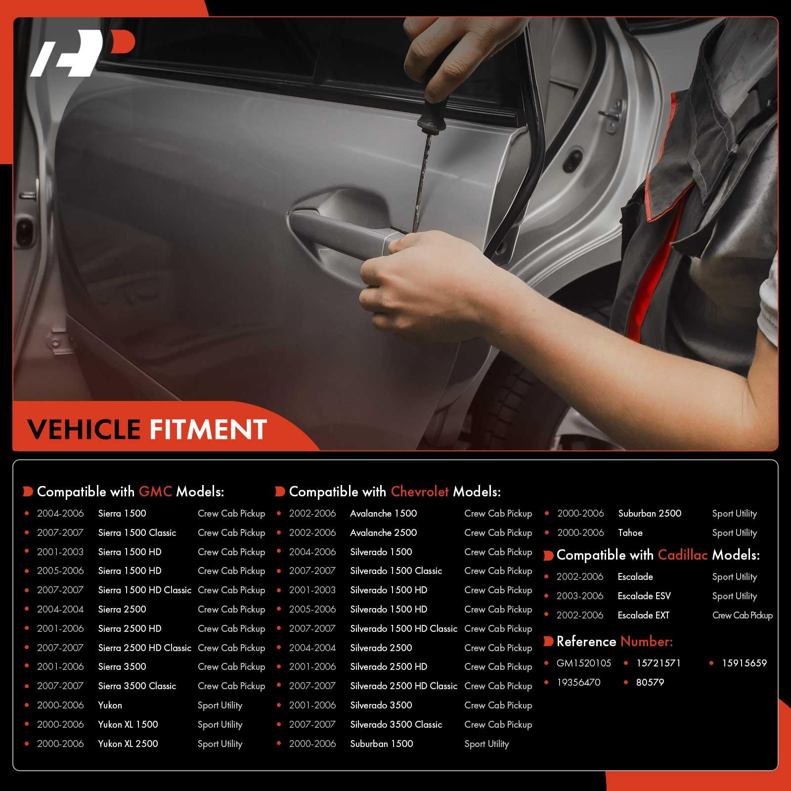 A-Premium - Rear Left Driver Side Exterior Door Handle - Compatible with Chevy Silverado 1500 2500 3500, Tahoe, Avalanche, Subur