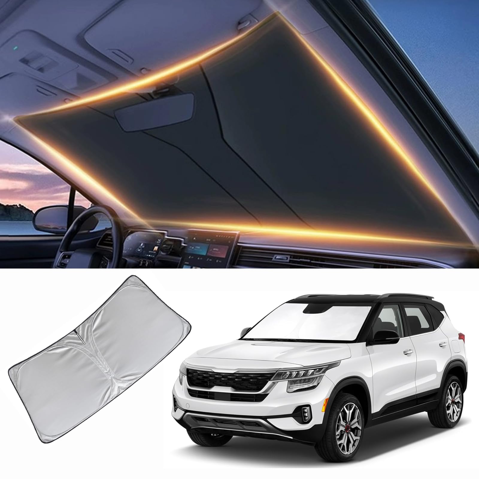 Windshield Sun Shade for Kia Seltos Front Window Shades Cover for 2020-2025 Seltos Windshield Sun Visor Protector Car Accessorie