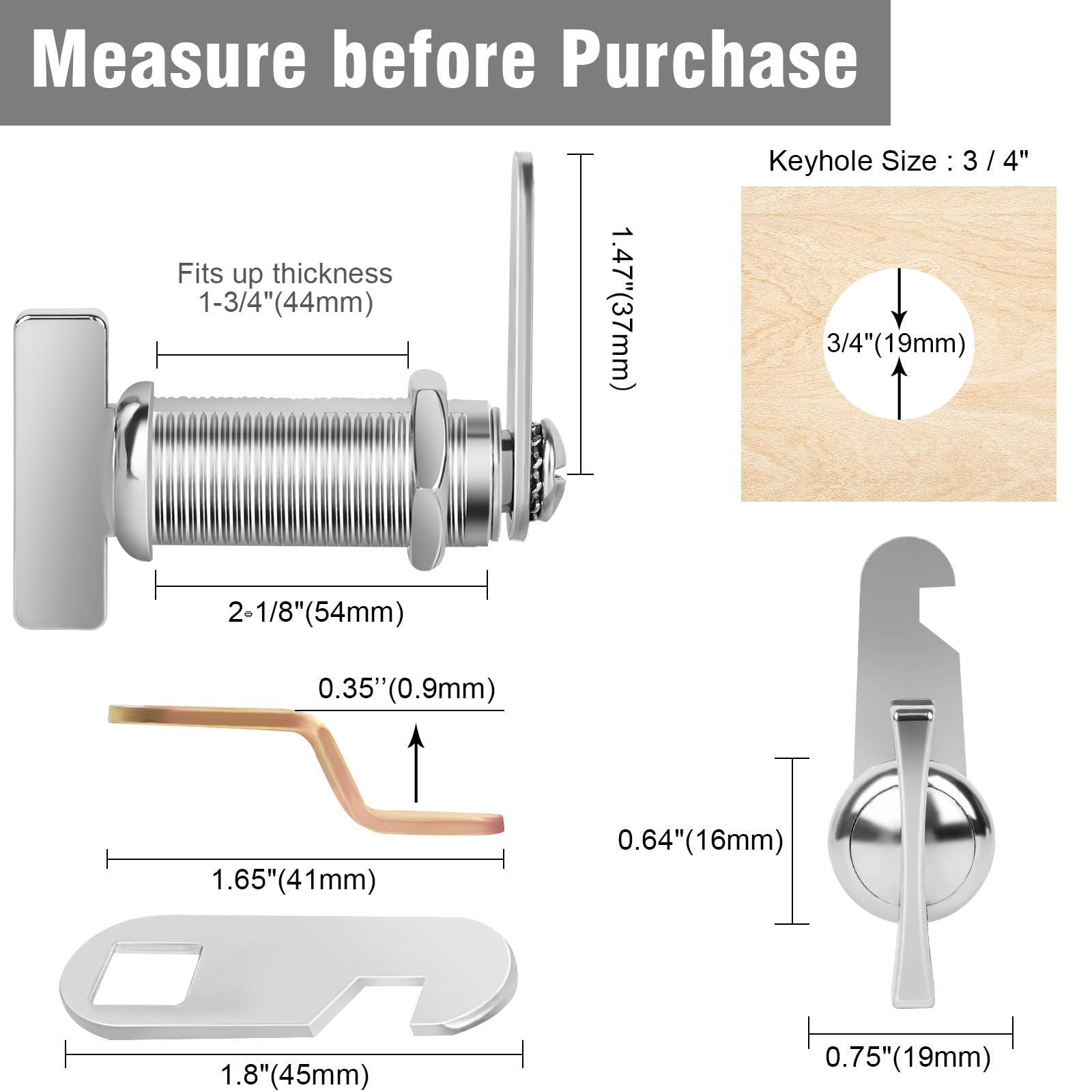 Sartatue Thumb Cam Locks 2Inch, Extra Long Rv Storage Locks, 2Pcs Rv Compartment Locks Keyless Non-Locking Locks Replacements Fi